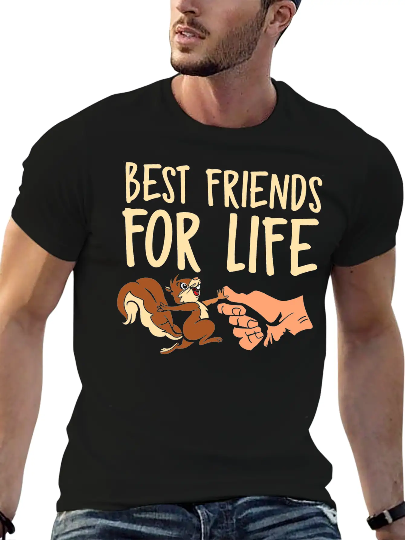 Best Friends For Life Squirrel Fist Bump Animal Basic Graphic T-Shirt – Daily Comfort In Soft Cotton
