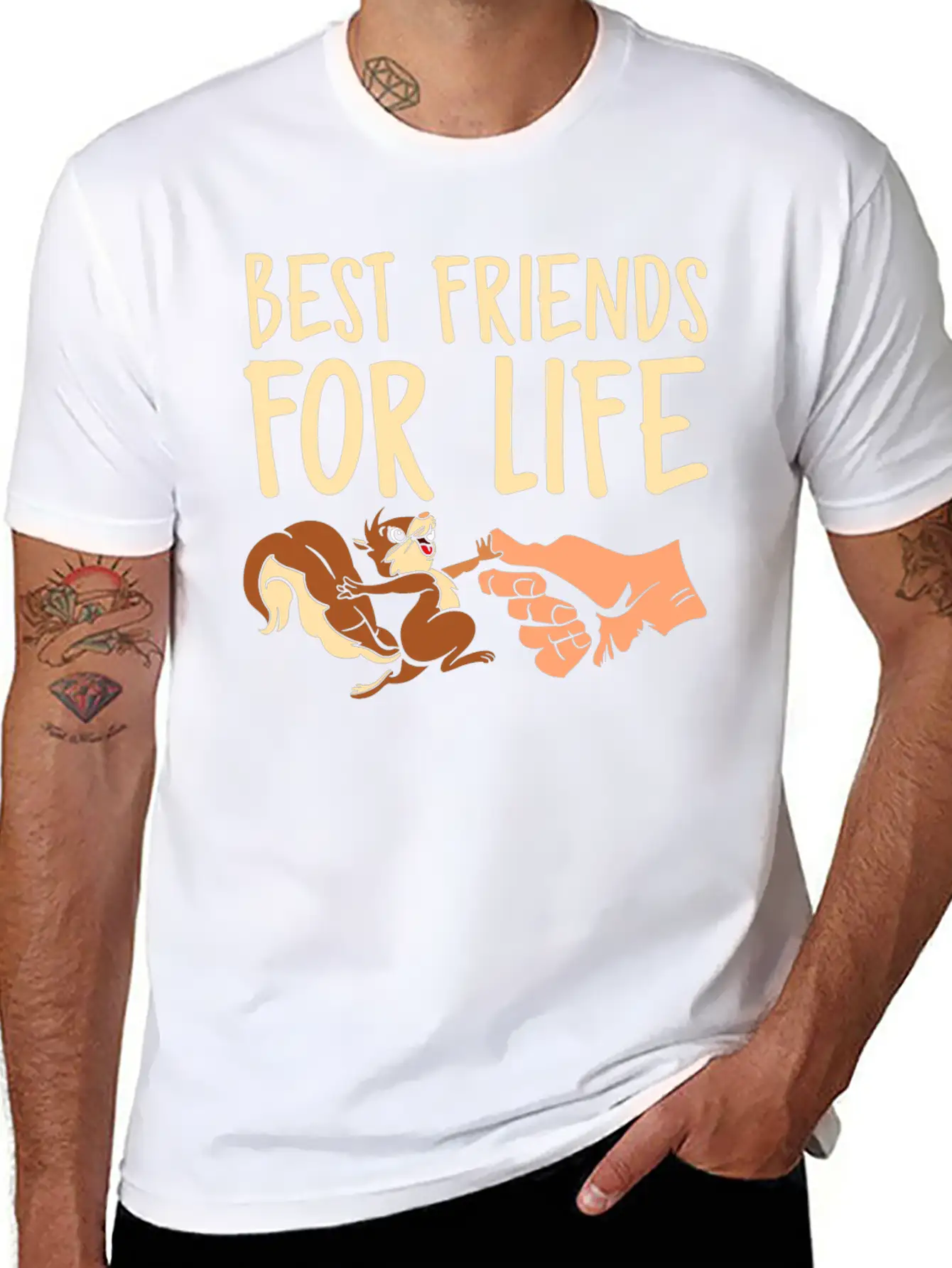 Best Friends For Life Squirrel Fist Bump Animal Basic Graphic T-Shirt – Daily Comfort In Soft Cotton