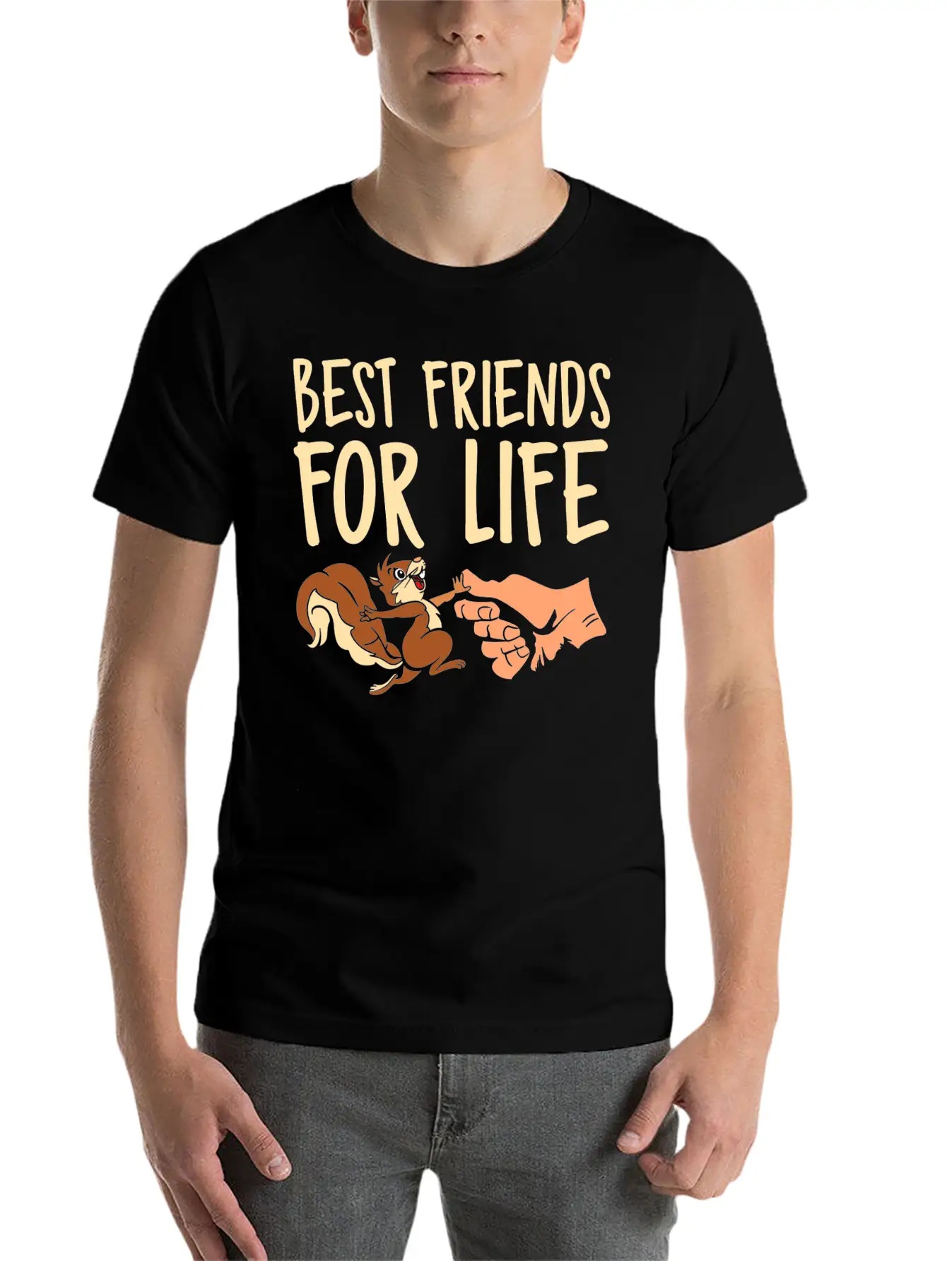 Best Friends For Life Squirrel Fist Bump Animal Basic Graphic T-Shirt – Daily Comfort In Soft Cotton