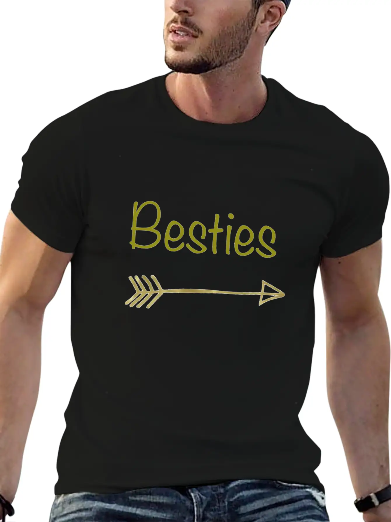 Besties Gold Arrow Right😋 Unisex Short Sleeve Soft Cotton T-Shirt – Casual Everyday Wear