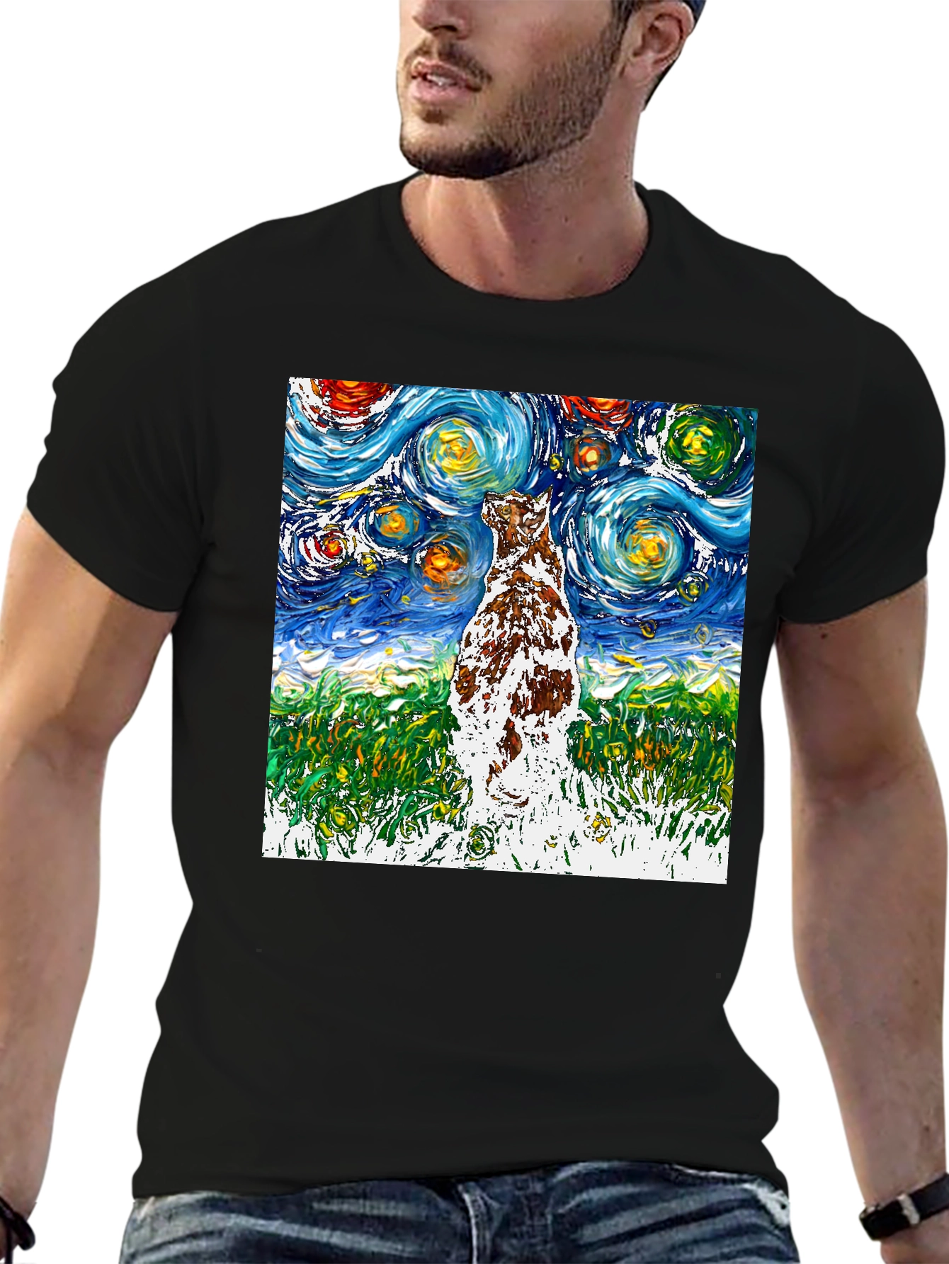 Starry Night Dog T-Shirt | Artistic Design