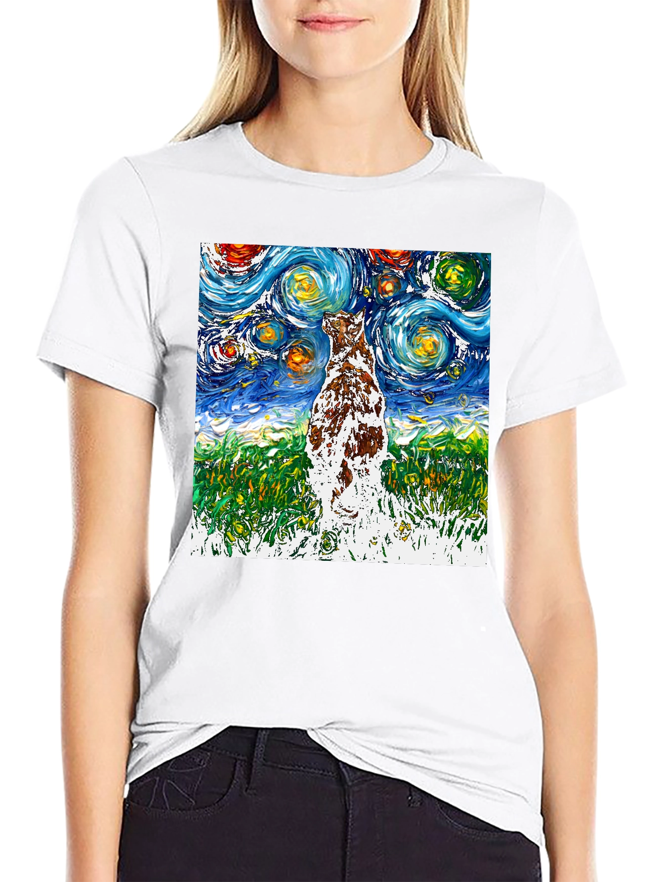 Starry Night Dog T-Shirt | Artistic Design