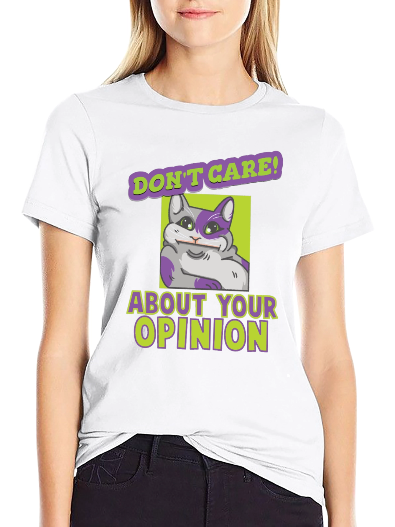 Dont Care Cat Graphic Tee