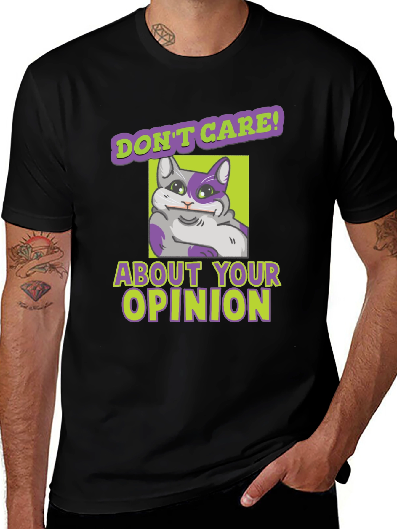Dont Care Cat Graphic Tee