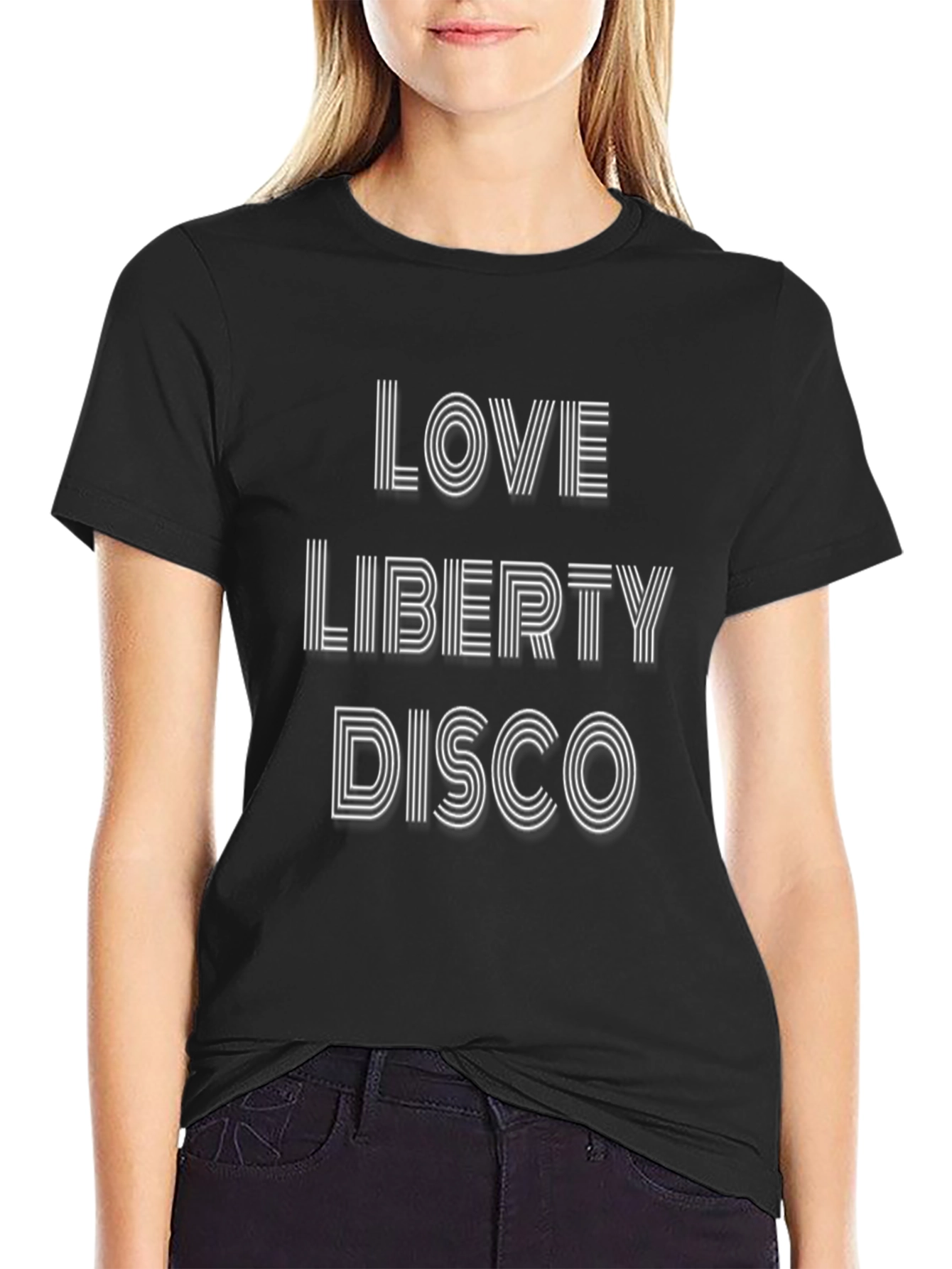 Love Liberty Disco Black Graphic T-Shirt