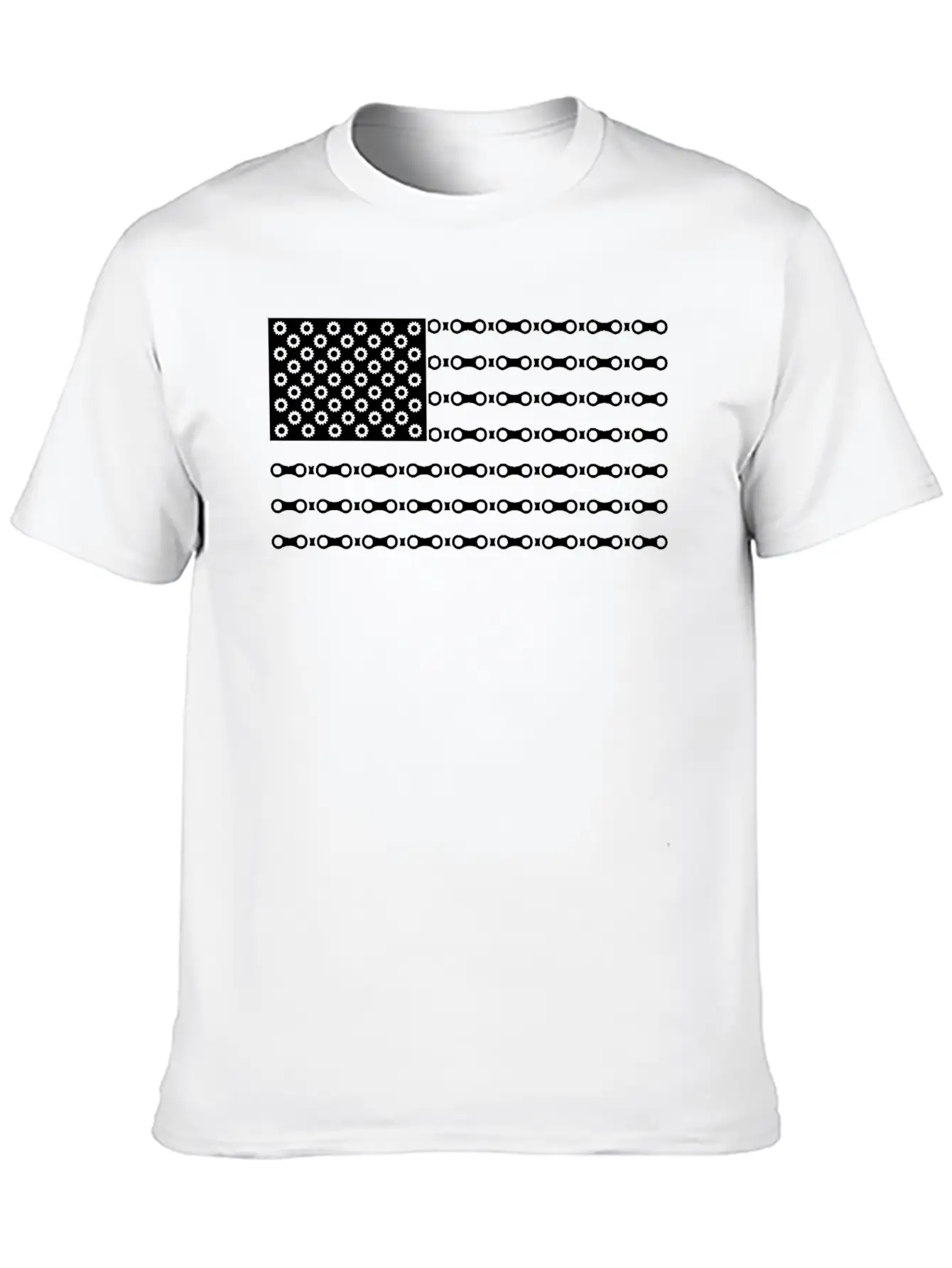 Bicycle Chain American Flag Unisex Short Sleeve Soft Cotton T-Shirt – Casual Everyday Wear
