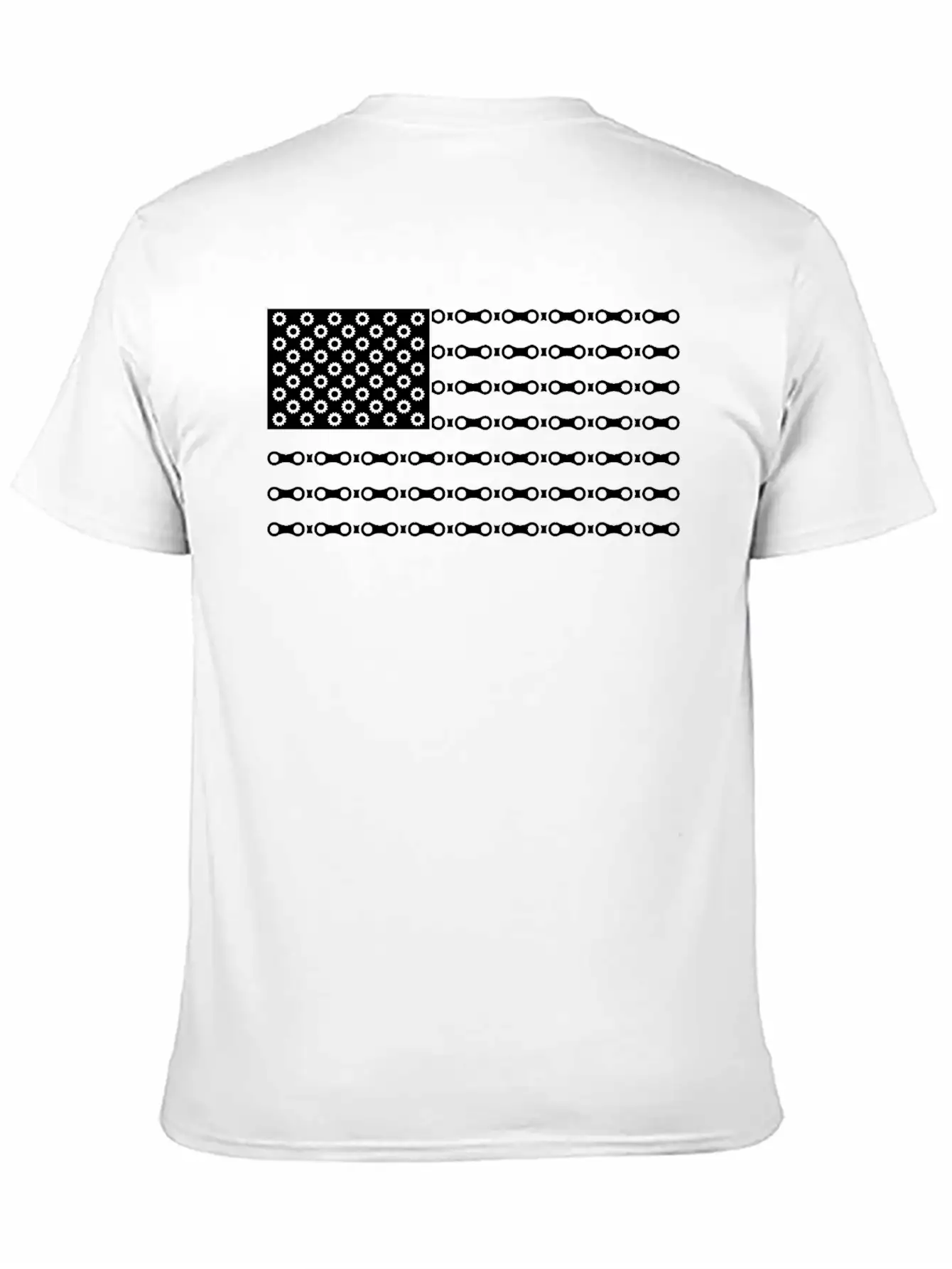 Bicycle Chain American Flag Unisex Short Sleeve Soft Cotton T-Shirt – Casual Everyday Wear