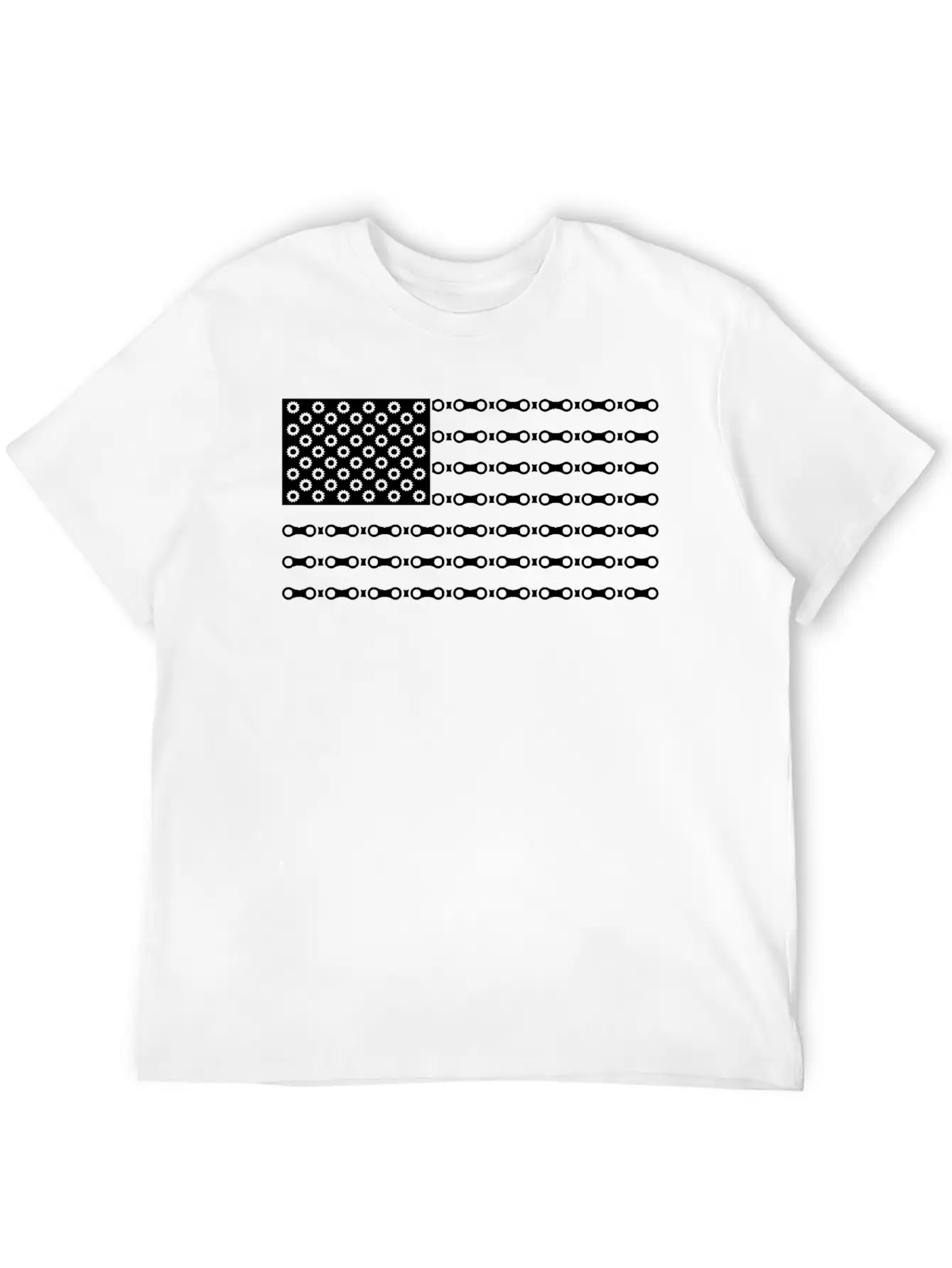 Bicycle Chain American Flag Unisex Short Sleeve Soft Cotton T-Shirt – Casual Everyday Wear