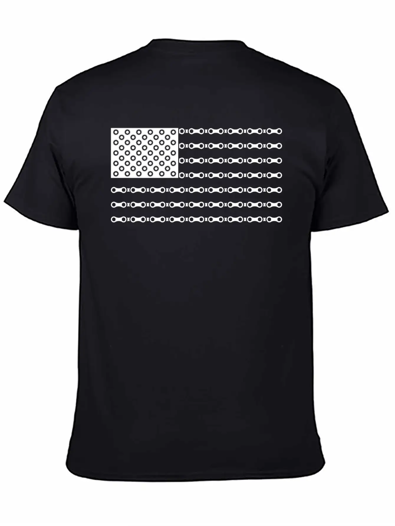 Bicycle Chain American Flag Unisex Short Sleeve Soft Cotton T-Shirt – Casual Everyday Wear