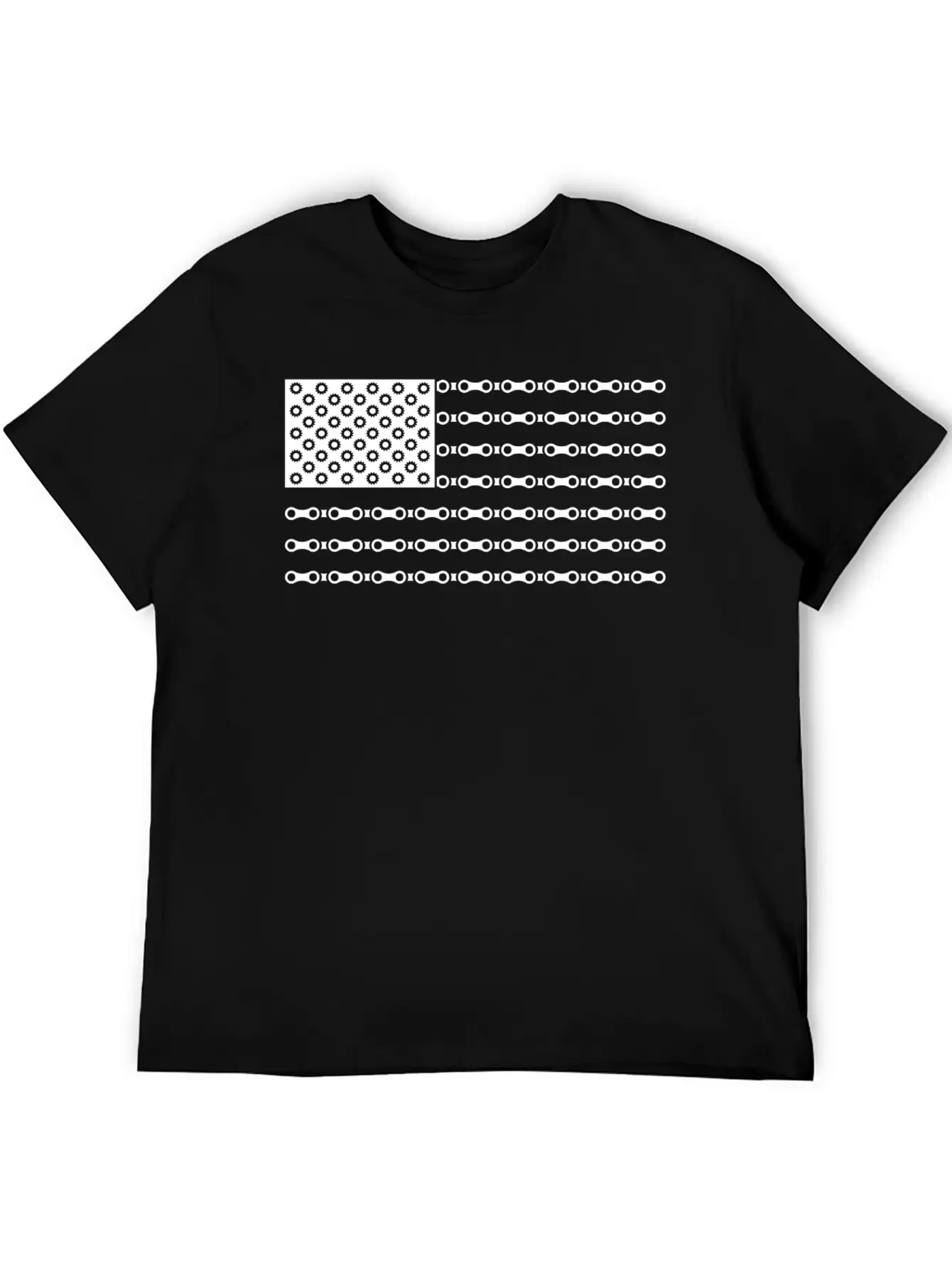 Bicycle Chain American Flag Unisex Short Sleeve Soft Cotton T-Shirt – Casual Everyday Wear
