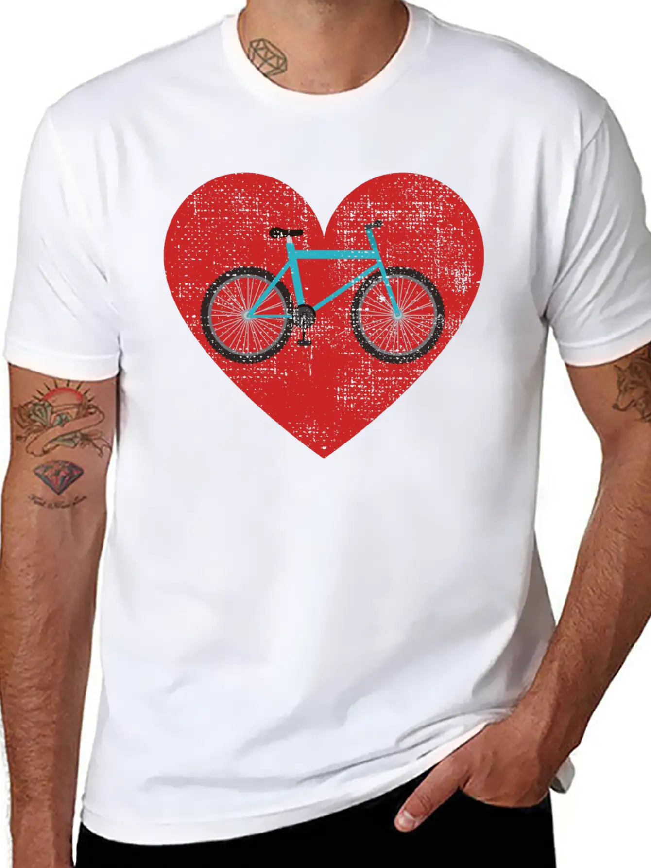 Bicycle Heart Love For Cycling Bicycle Riding Stylish Everyday T-Shirt – Unisex Basic Cotton Tee