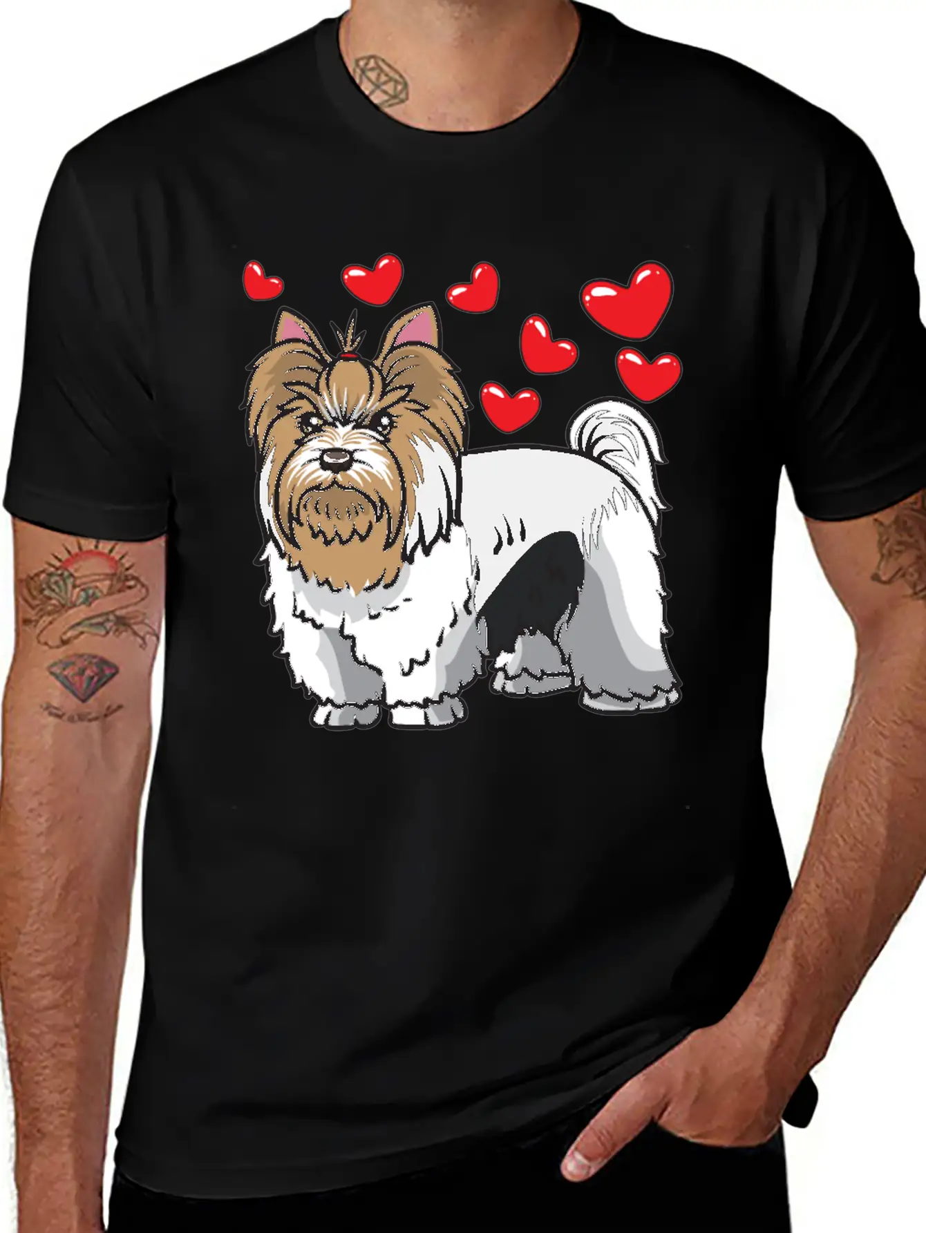 Biewer Yorkshire Terrier Dogs Unisex Short Sleeve Soft Cotton T-Shirt – Casual Everyday Wear