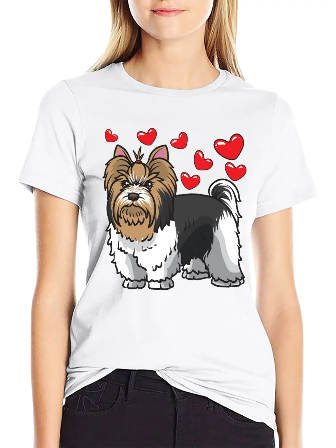 Biewer Yorkshire Terrier Dogs Unisex Short Sleeve Soft Cotton T-Shirt – Casual Everyday Wear