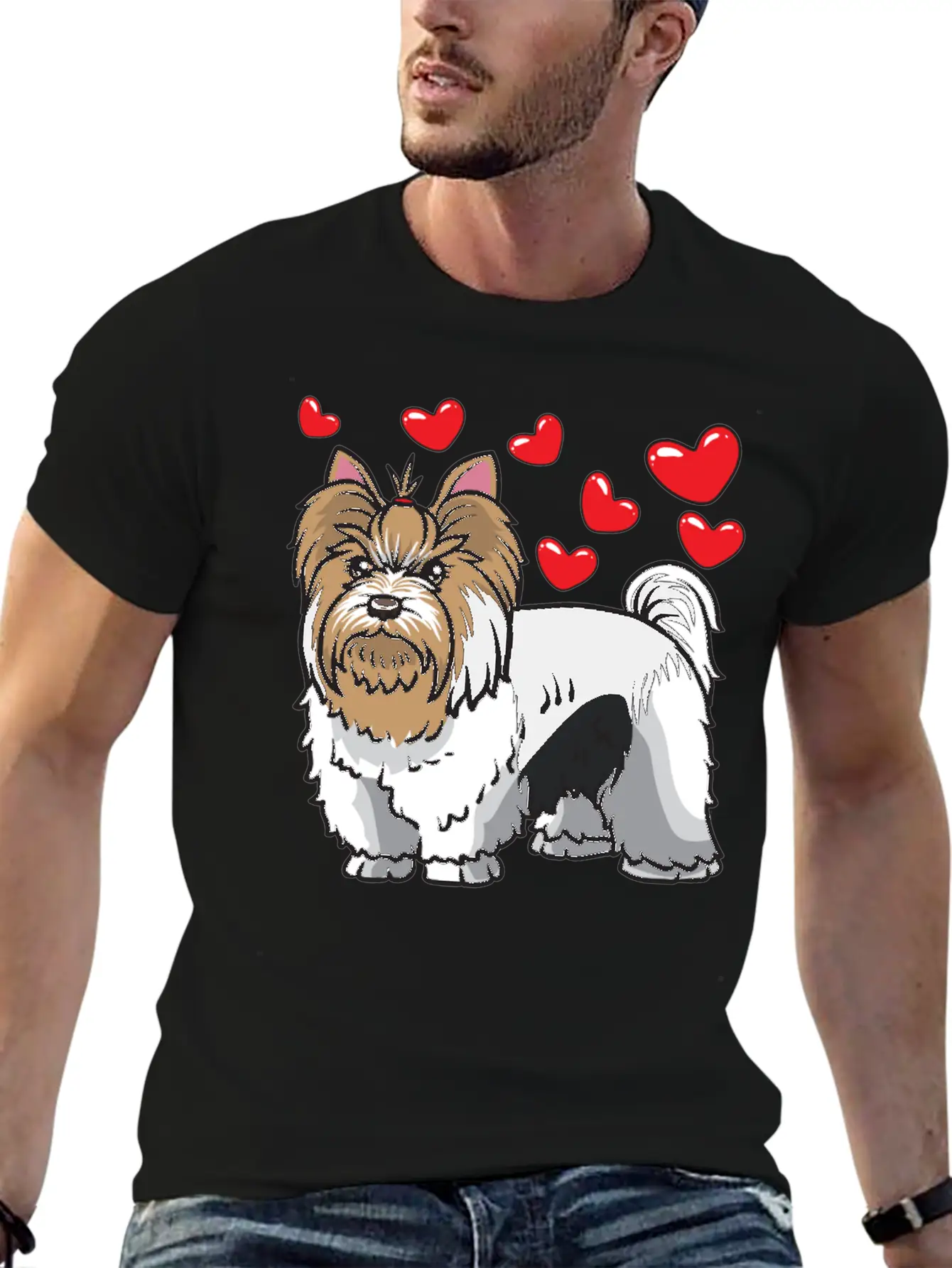 Biewer Yorkshire Terrier Dogs Unisex Short Sleeve Soft Cotton T-Shirt – Casual Everyday Wear