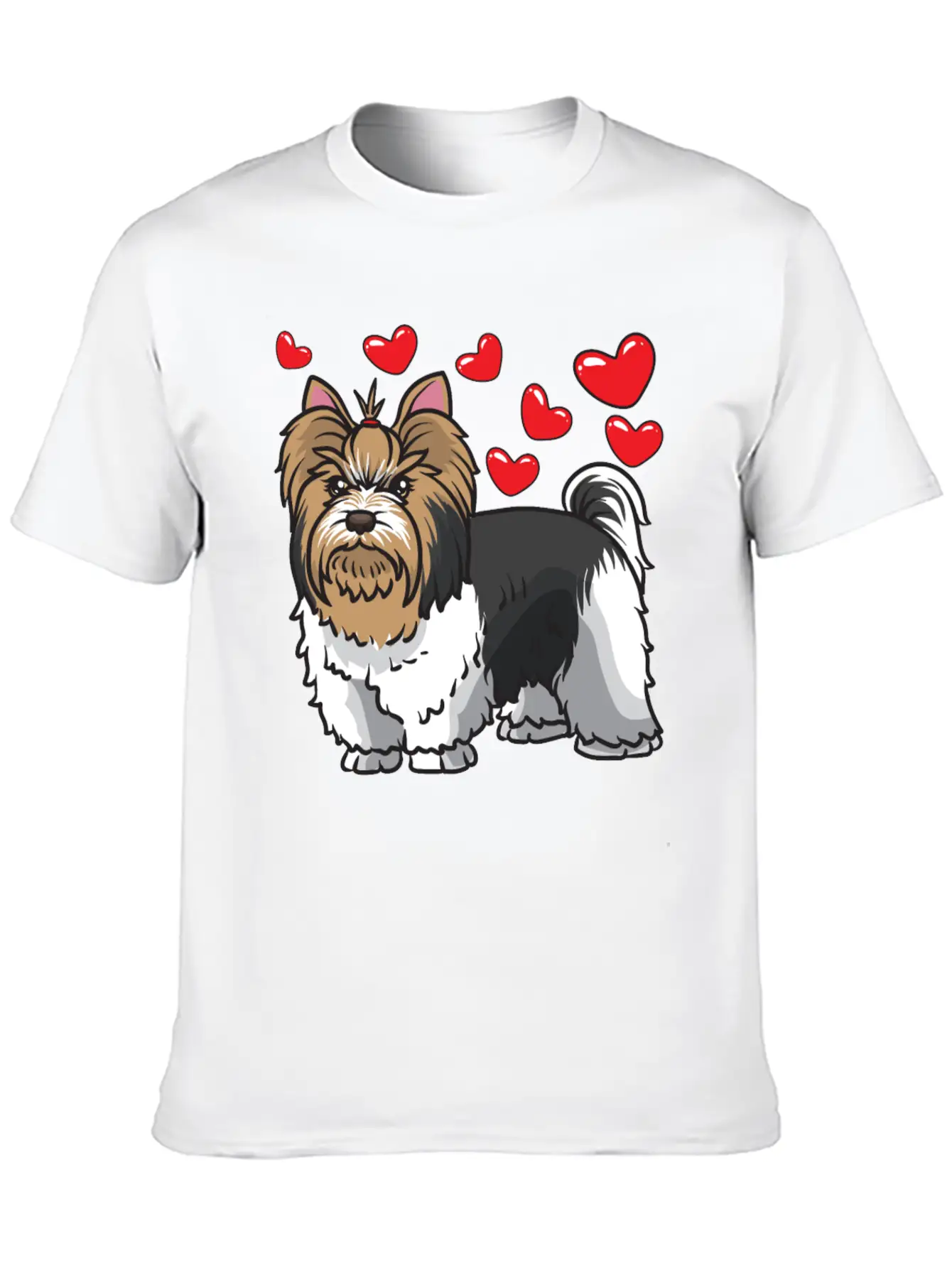 Biewer Yorkshire Terrier Dogs Unisex Short Sleeve Soft Cotton T-Shirt – Casual Everyday Wear