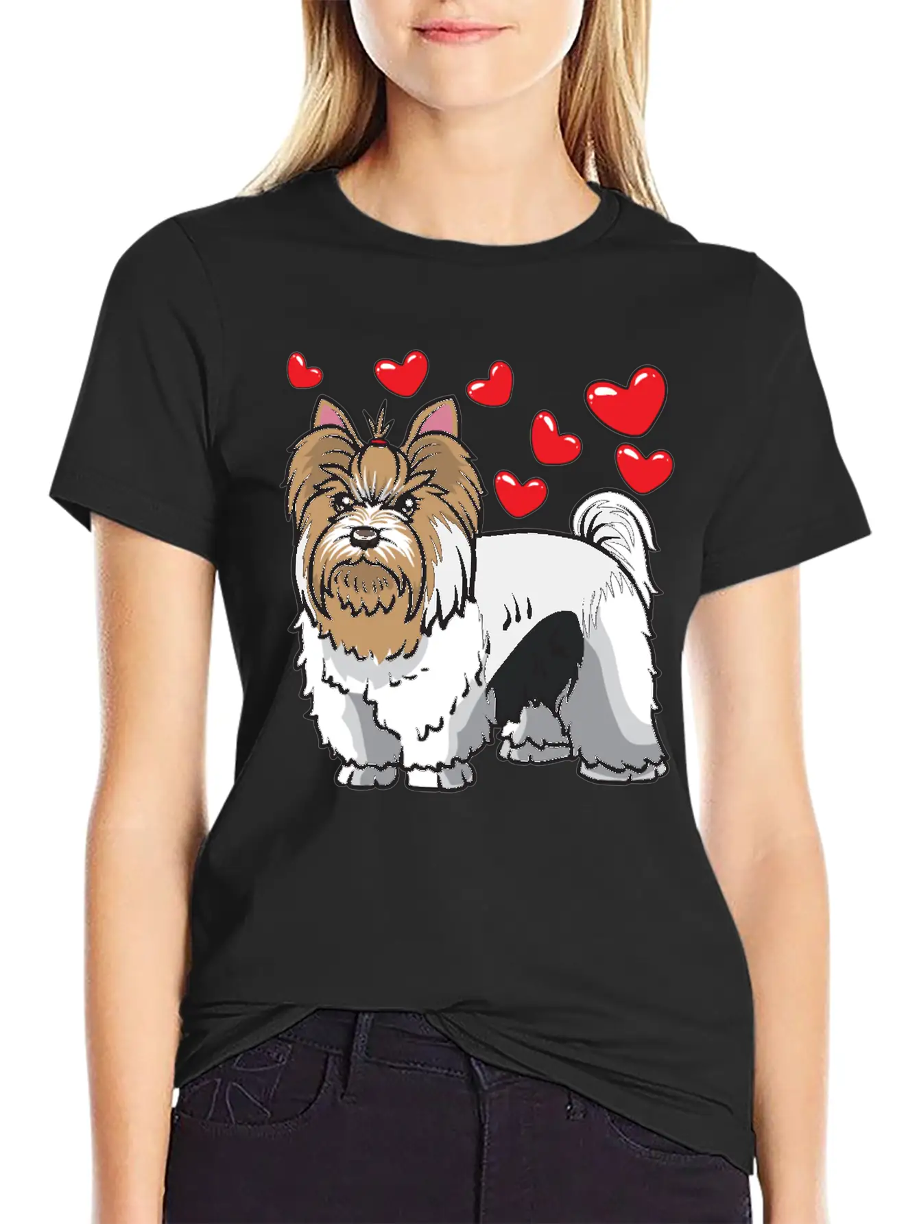 Biewer Yorkshire Terrier Dogs Unisex Short Sleeve Soft Cotton T-Shirt – Casual Everyday Wear
