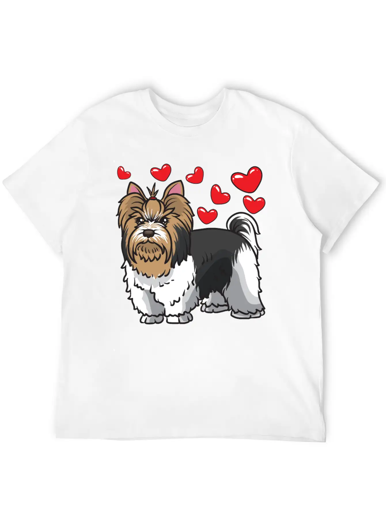 Biewer Yorkshire Terrier Dogs Unisex Short Sleeve Soft Cotton T-Shirt – Casual Everyday Wear