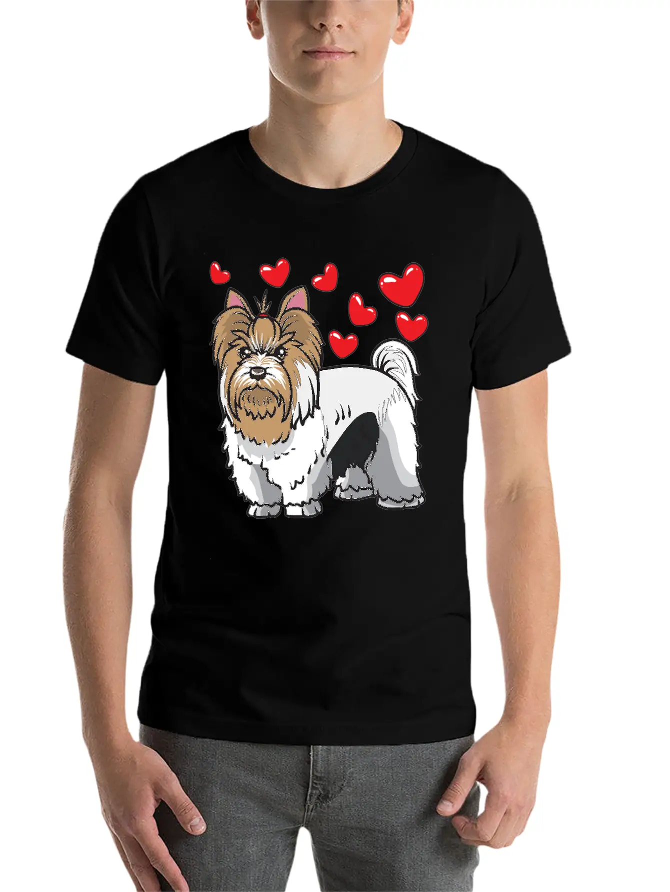 Biewer Yorkshire Terrier Dogs Unisex Short Sleeve Soft Cotton T-Shirt – Casual Everyday Wear