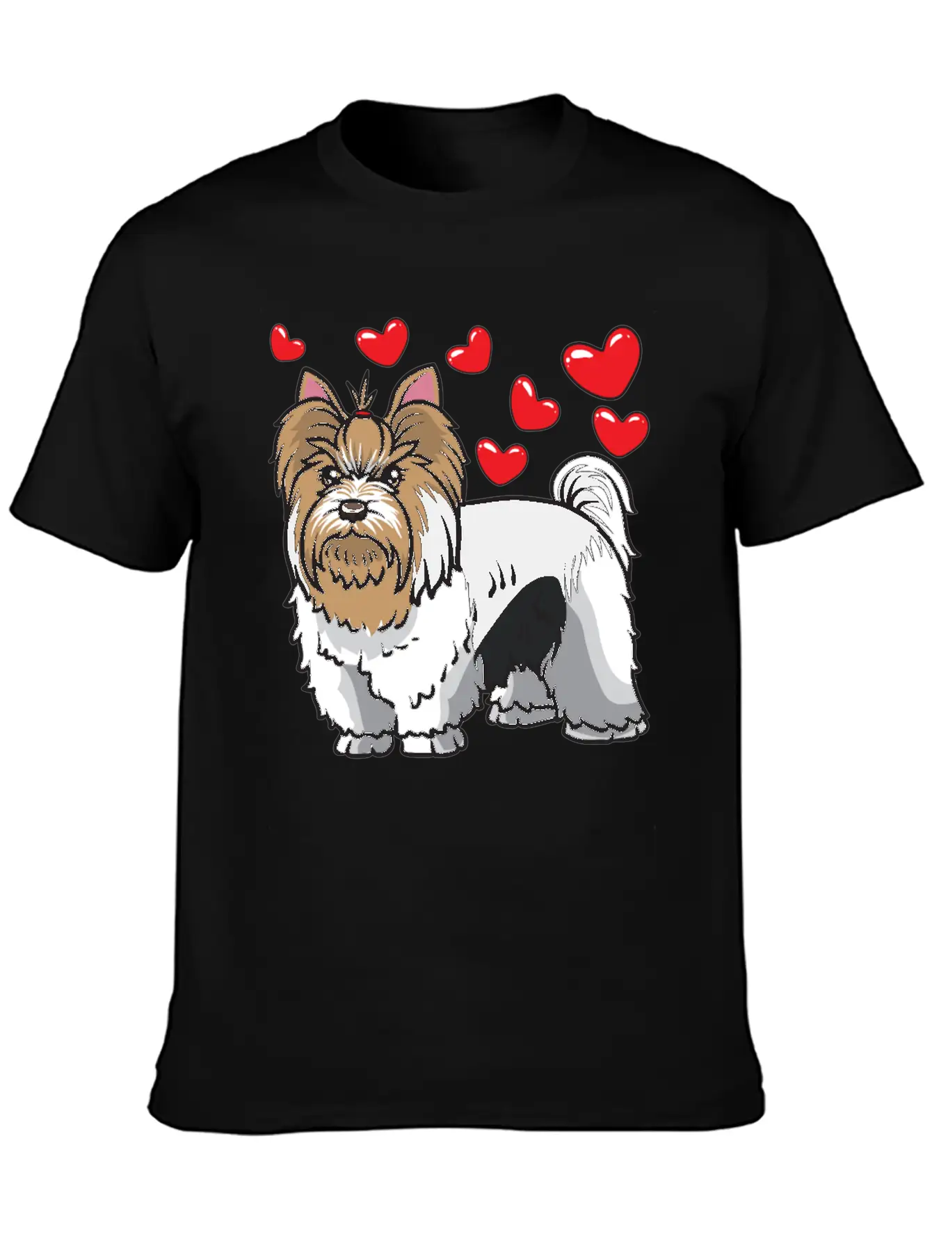 Biewer Yorkshire Terrier Dogs Unisex Short Sleeve Soft Cotton T-Shirt – Casual Everyday Wear