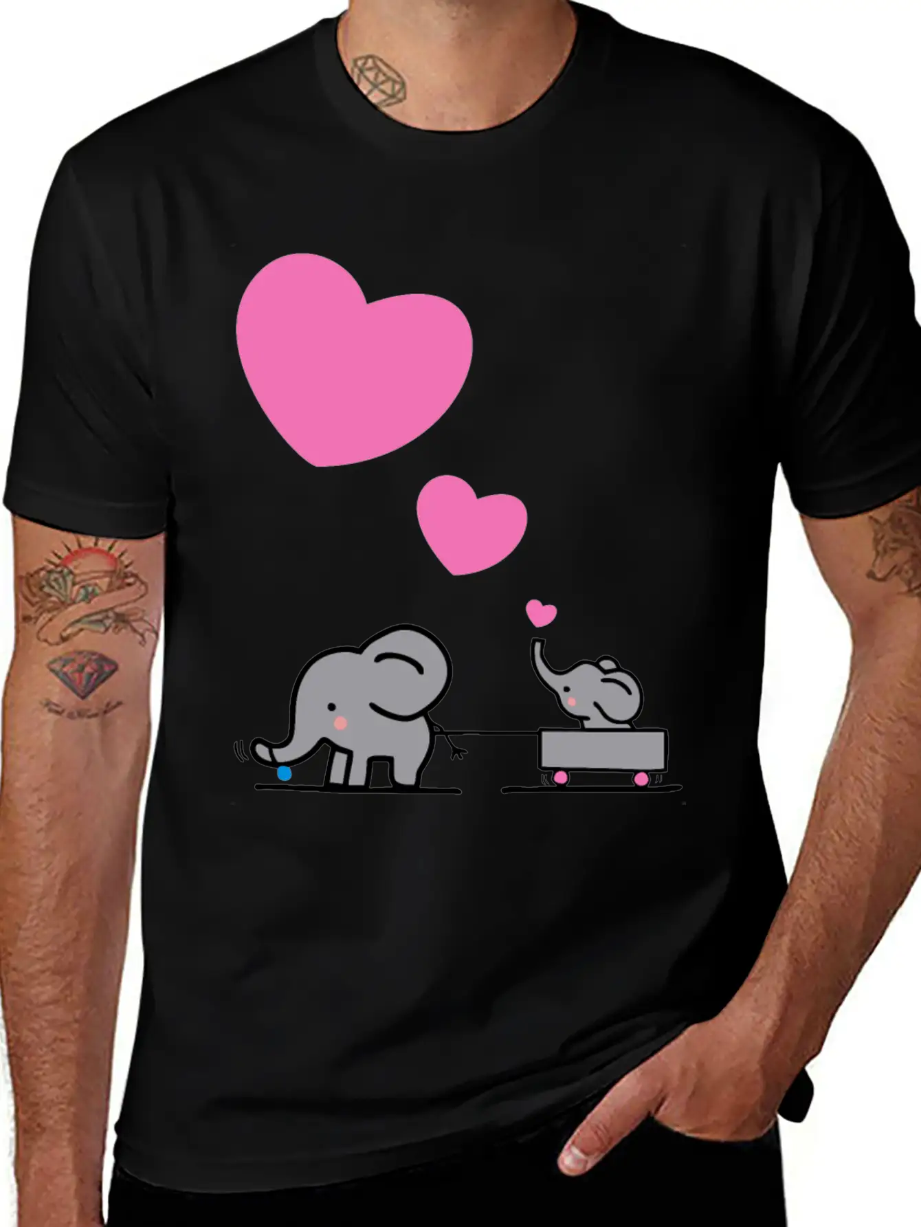 Big Elephant Pulls Small Elephants In A Small Cart Stylish Everyday T-Shirt – Unisex Basic Cotton Tee