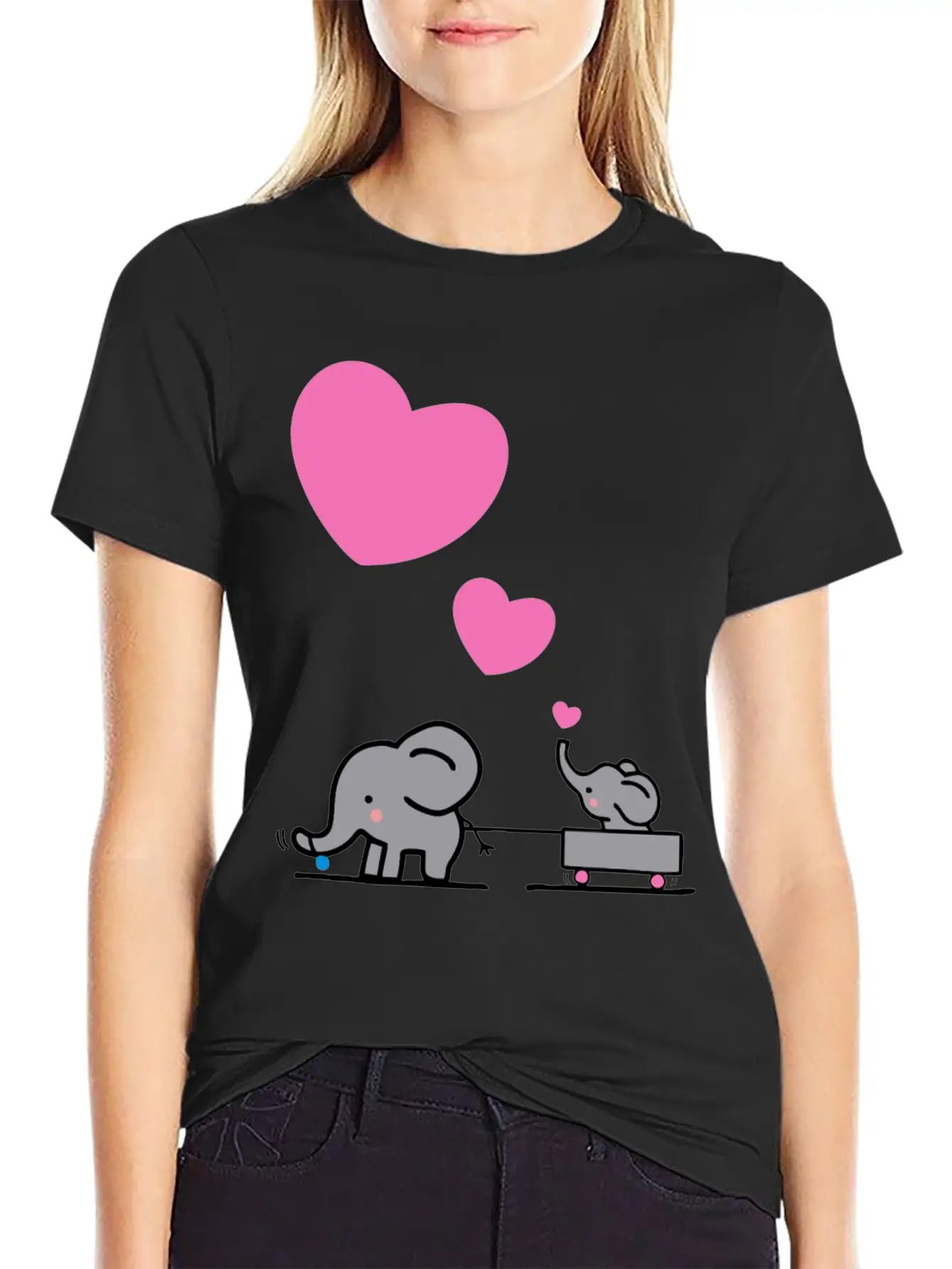 Big Elephant Pulls Small Elephants In A Small Cart Stylish Everyday T-Shirt – Unisex Basic Cotton Tee