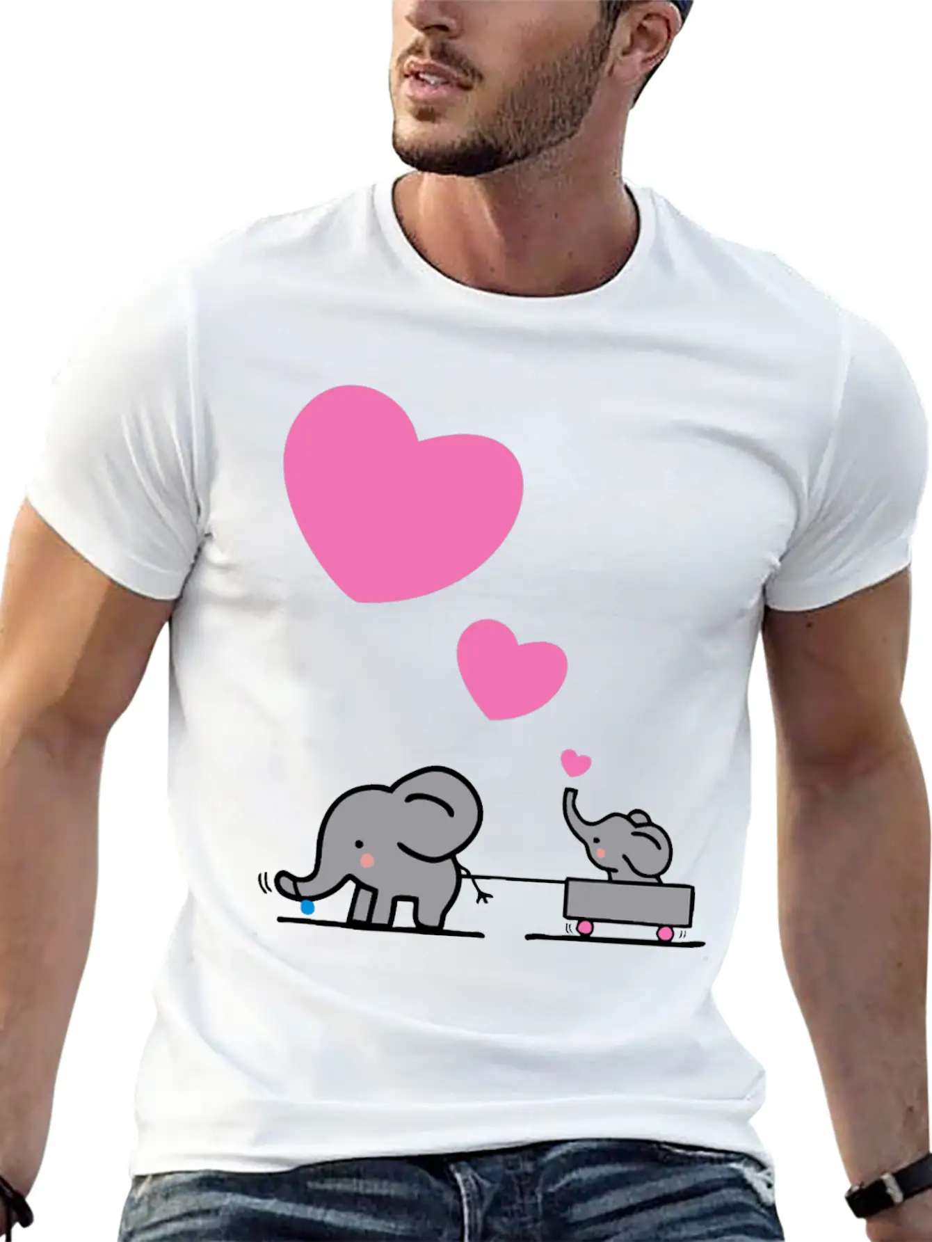 Big Elephant Pulls Small Elephants In A Small Cart Stylish Everyday T-Shirt – Unisex Basic Cotton Tee