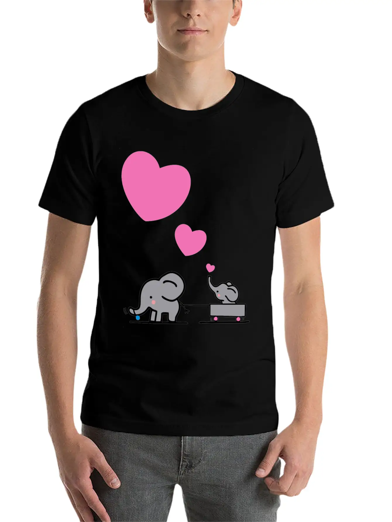 Big Elephant Pulls Small Elephants In A Small Cart Stylish Everyday T-Shirt – Unisex Basic Cotton Tee
