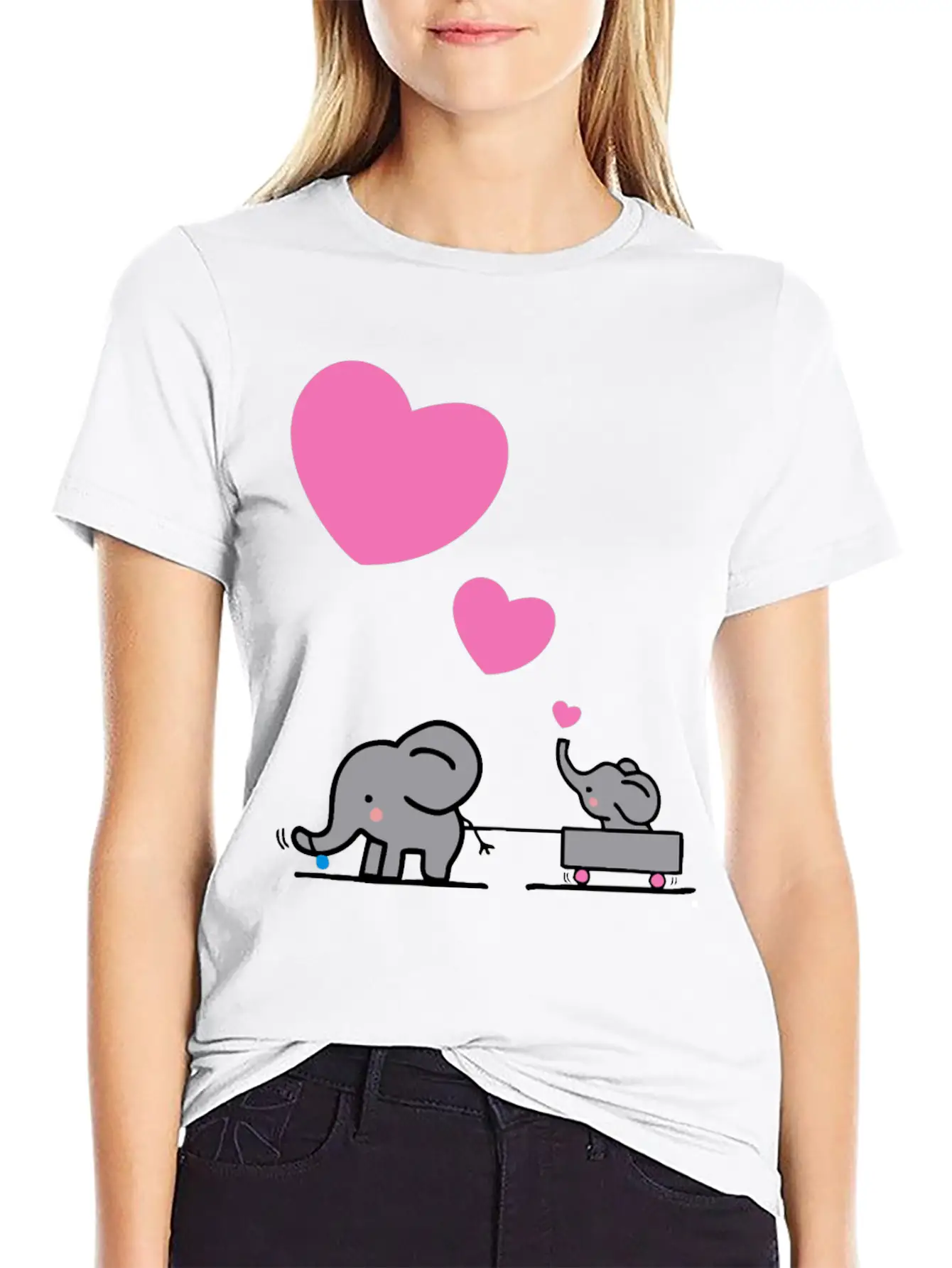 Big Elephant Pulls Small Elephants In A Small Cart Stylish Everyday T-Shirt – Unisex Basic Cotton Tee