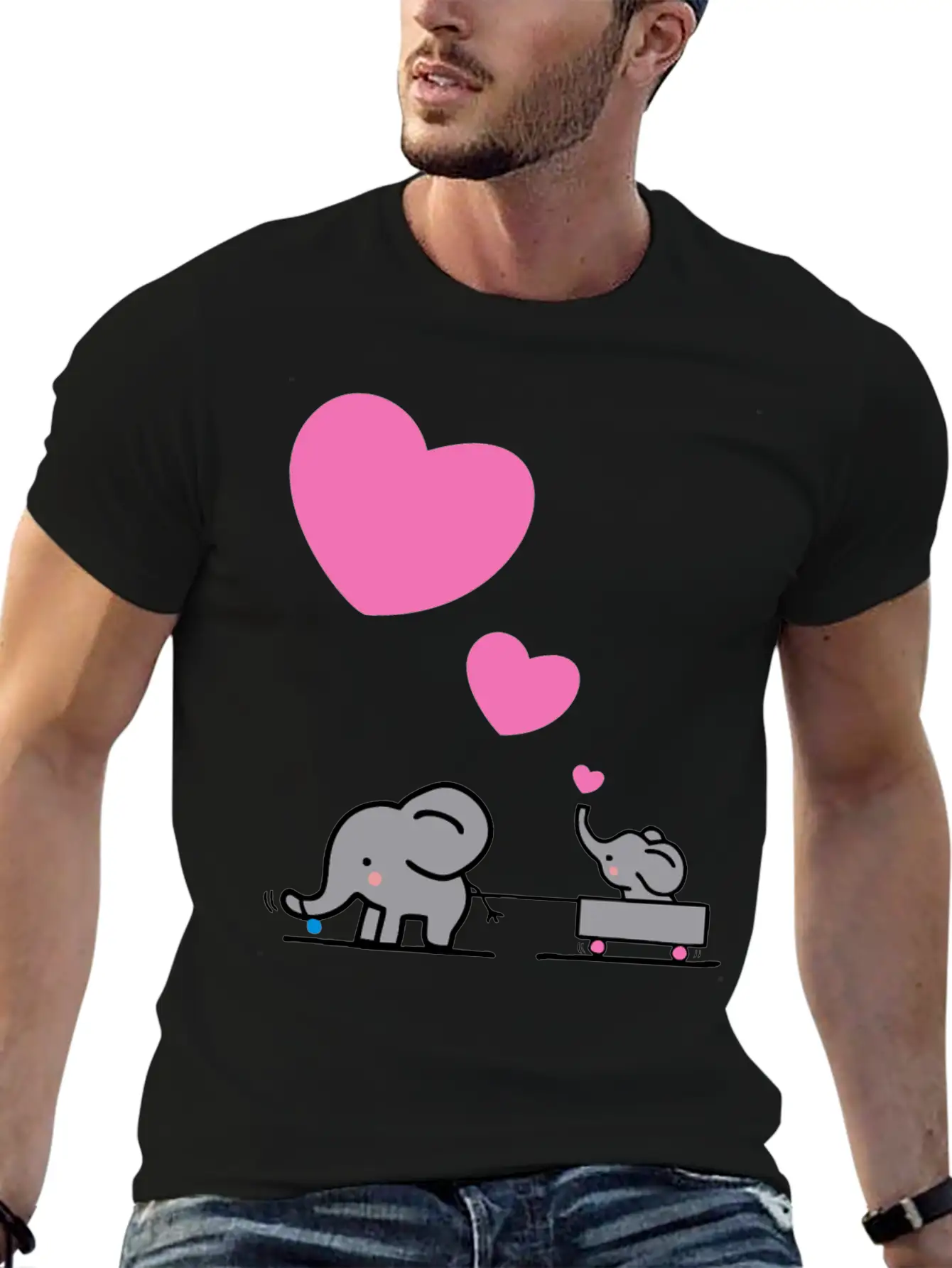 Big Elephant Pulls Small Elephants In A Small Cart Stylish Everyday T-Shirt – Unisex Basic Cotton Tee