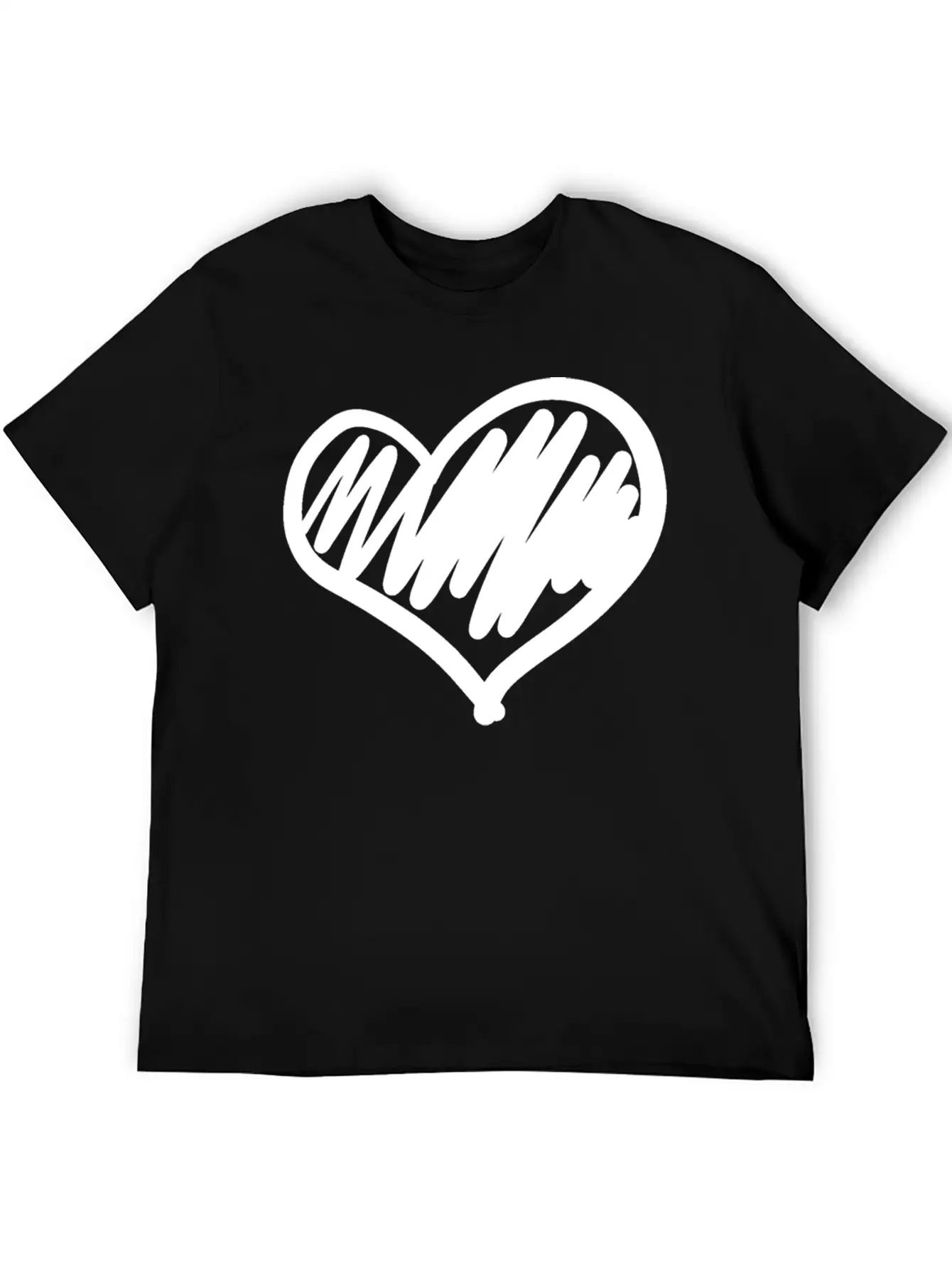 Big Heart Hand Drawn Stylish Everyday T-Shirt – Unisex Basic Cotton Tee