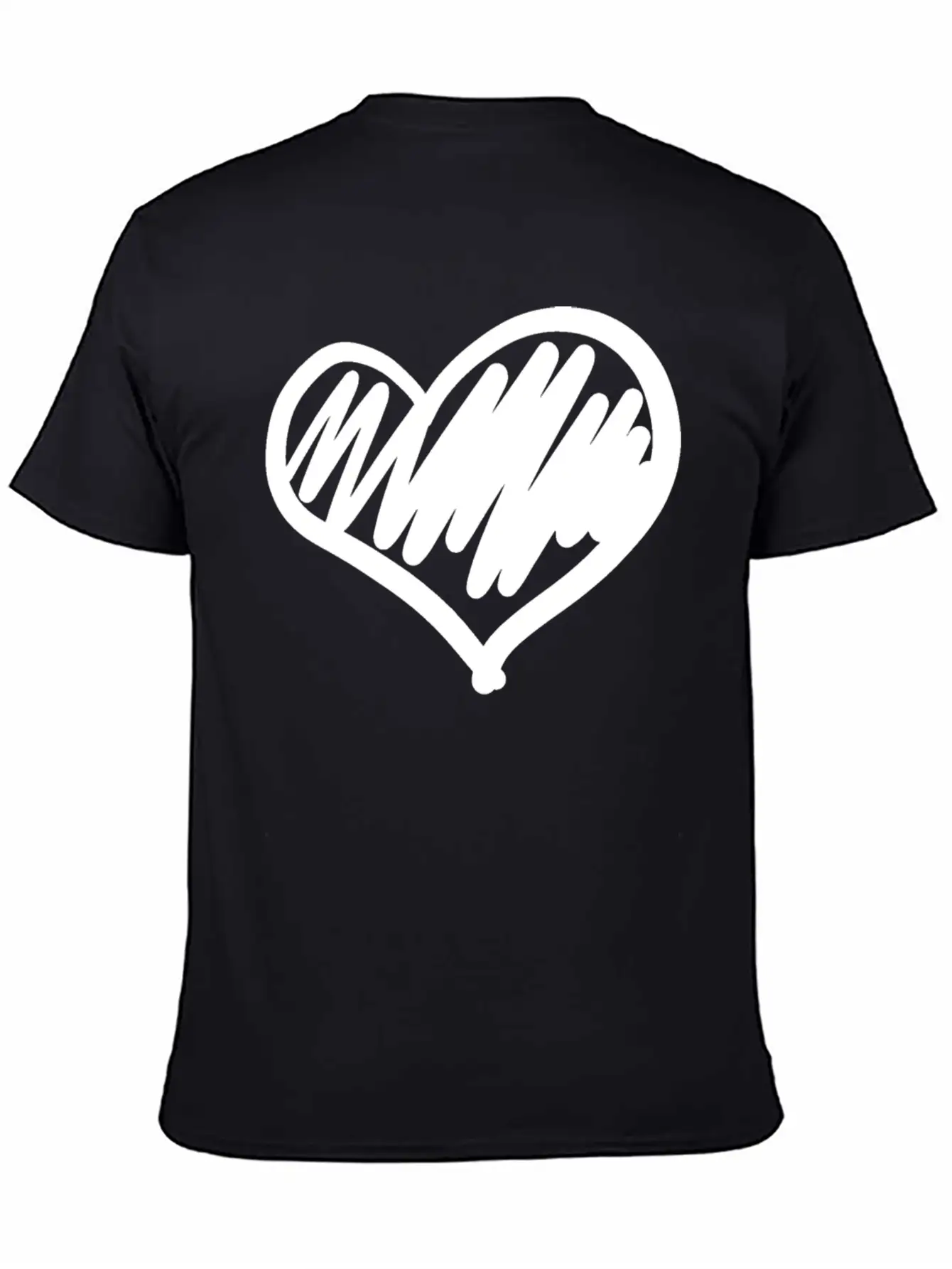 Big Heart Hand Drawn Stylish Everyday T-Shirt – Unisex Basic Cotton Tee