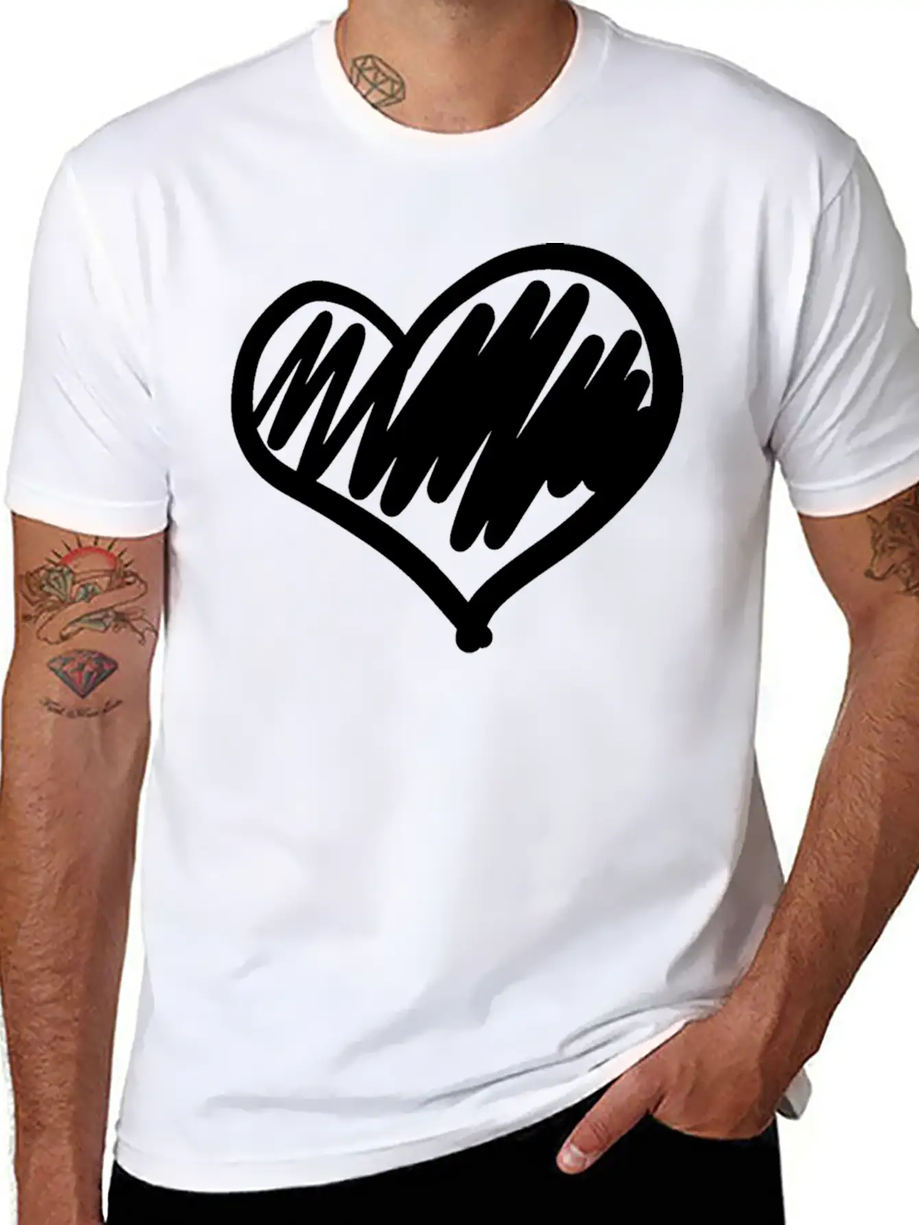 Big Heart Hand Drawn Timeless Short Sleeve Tee – Comfy And Minimalist Design