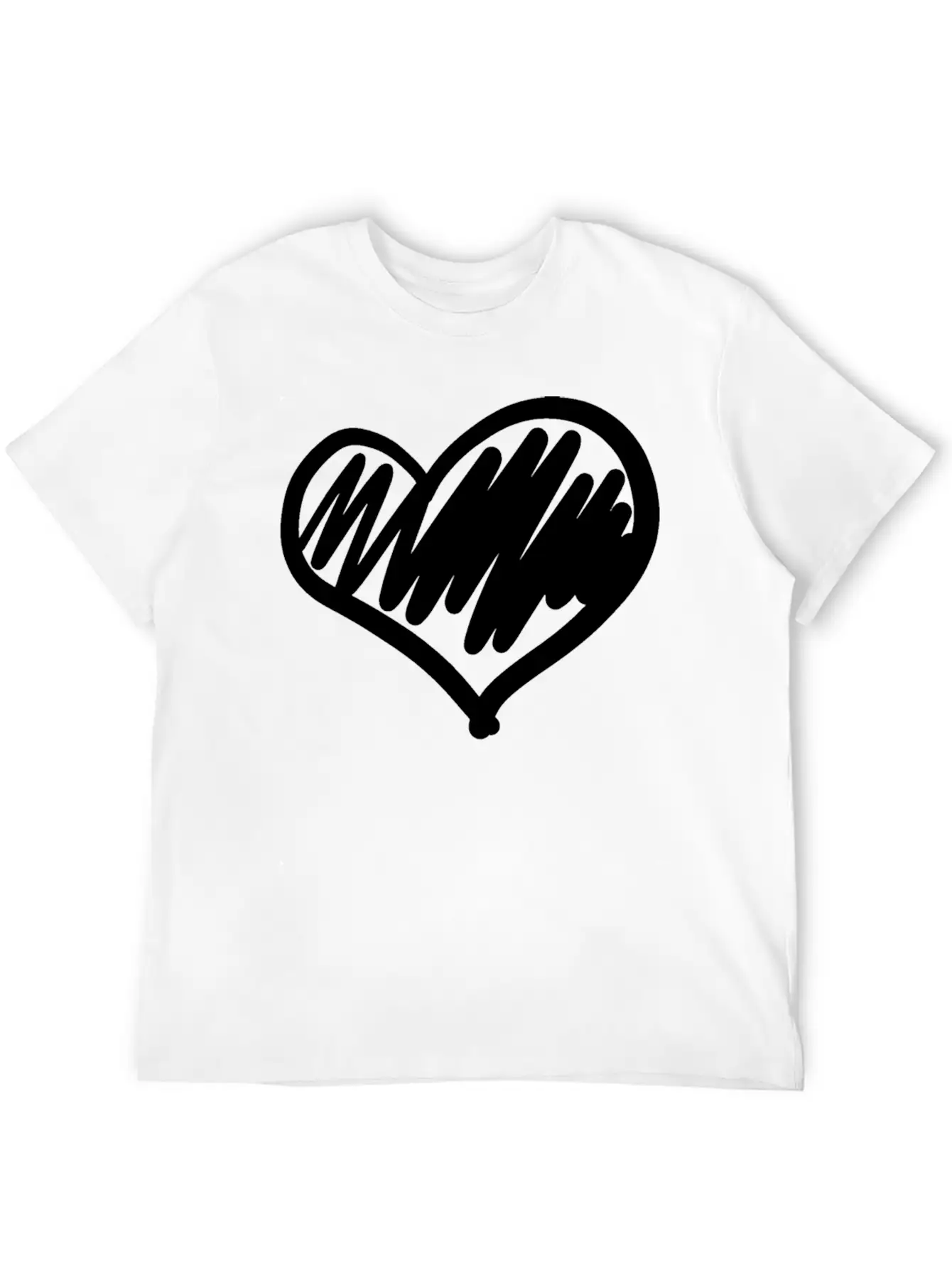 Big Heart Hand Drawn Timeless Short Sleeve Tee – Comfy And Minimalist Design