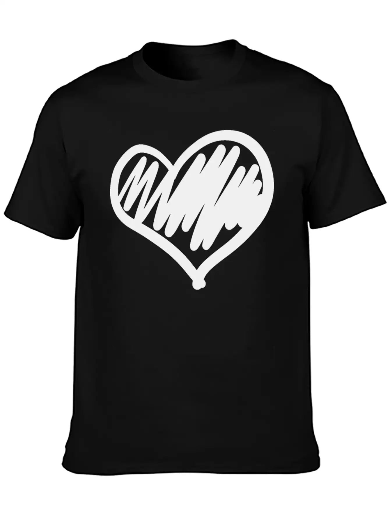 Big Heart Hand Drawn Timeless Short Sleeve Tee – Comfy And Minimalist Design