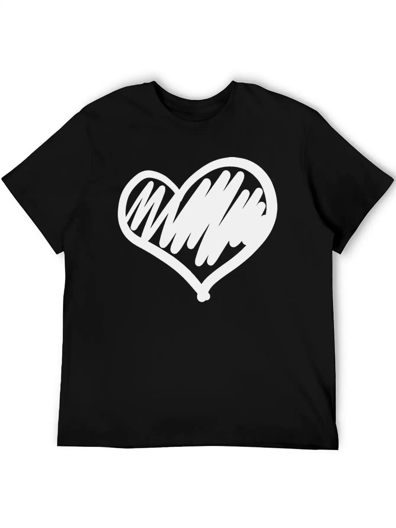 Big Heart Hand Drawn Timeless Short Sleeve Tee – Comfy And Minimalist Design