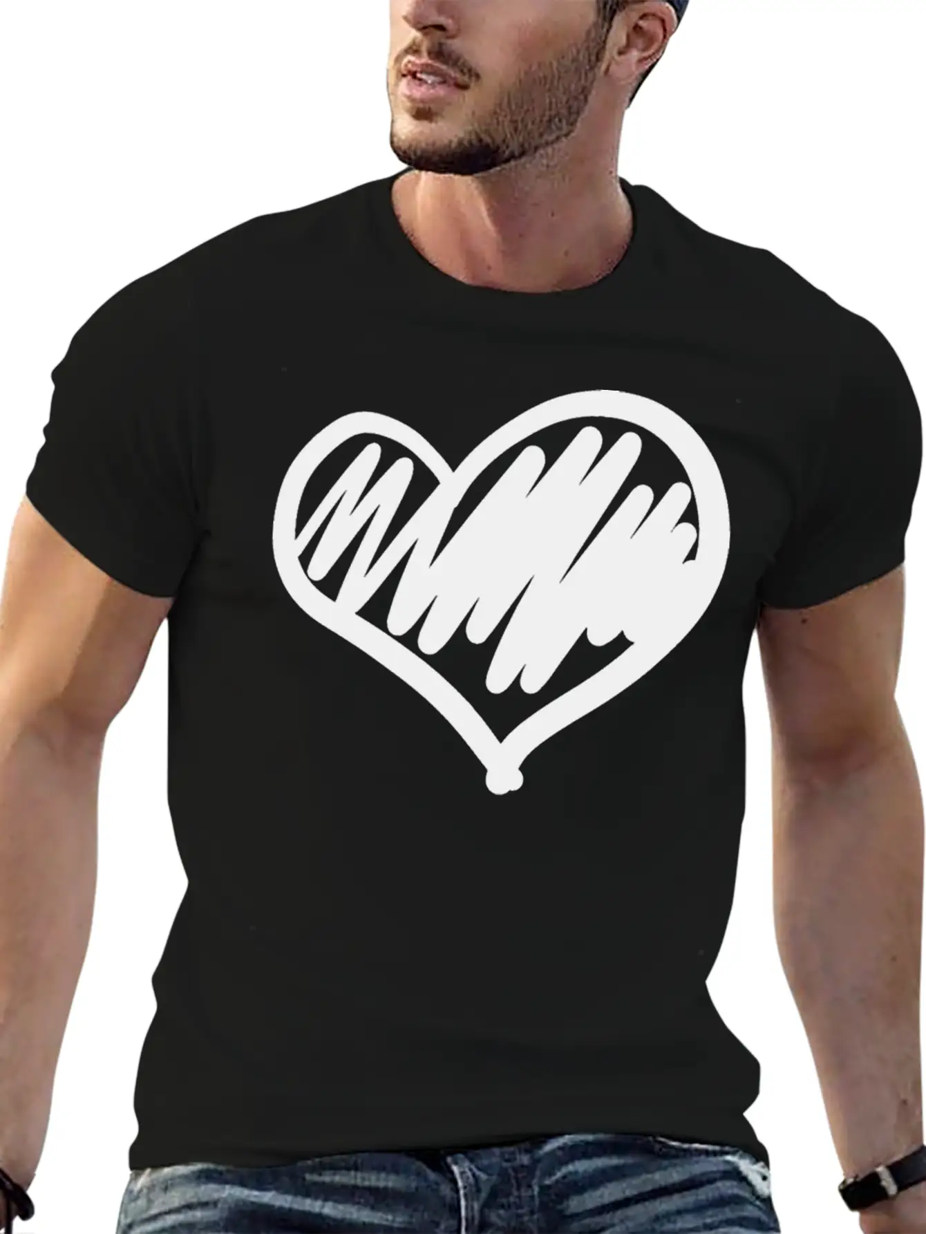 Big Heart Hand Drawn Timeless Short Sleeve Tee – Comfy And Minimalist Design