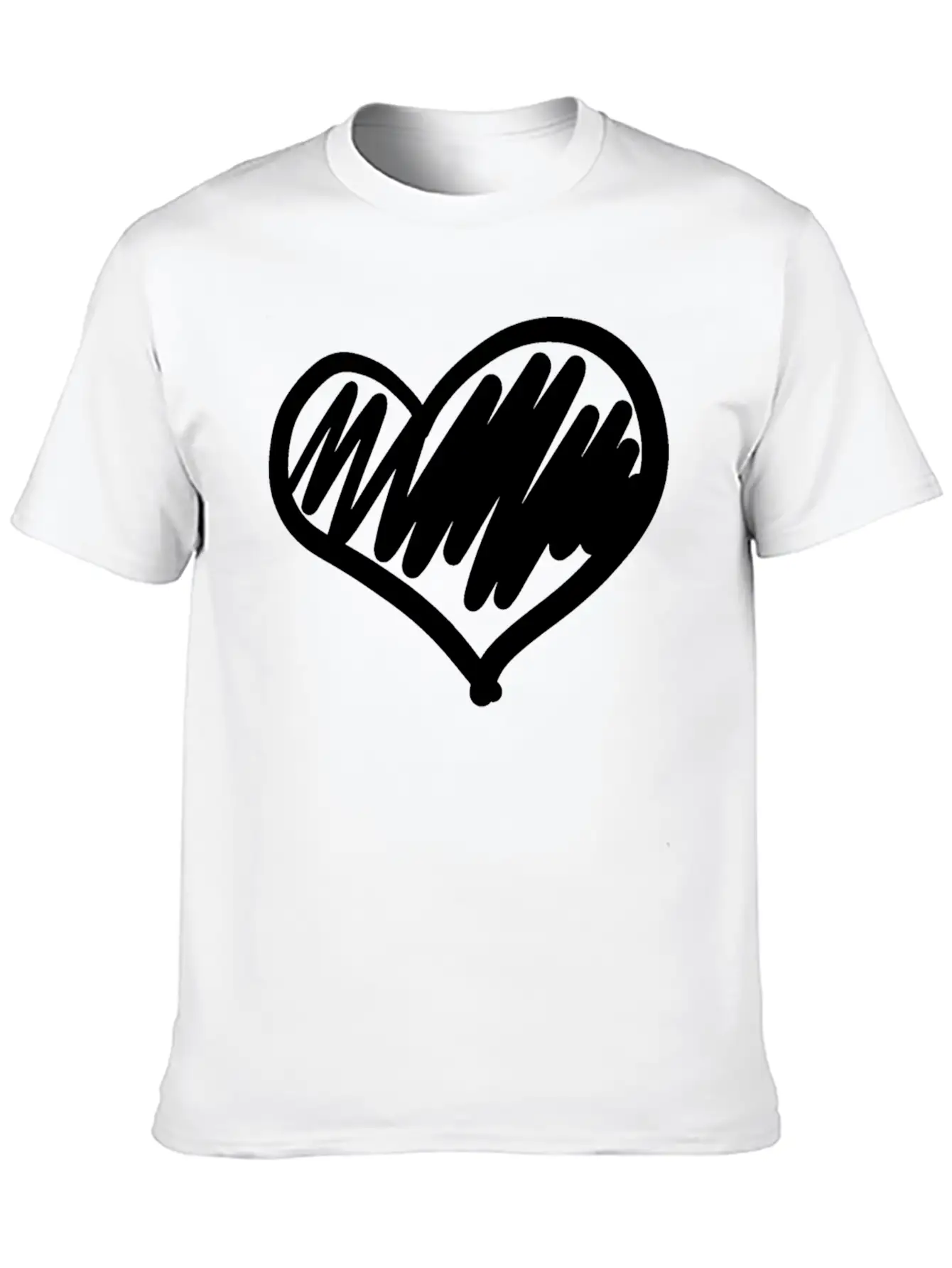 Big Heart Hand Drawn Timeless Short Sleeve Tee – Comfy And Minimalist Design
