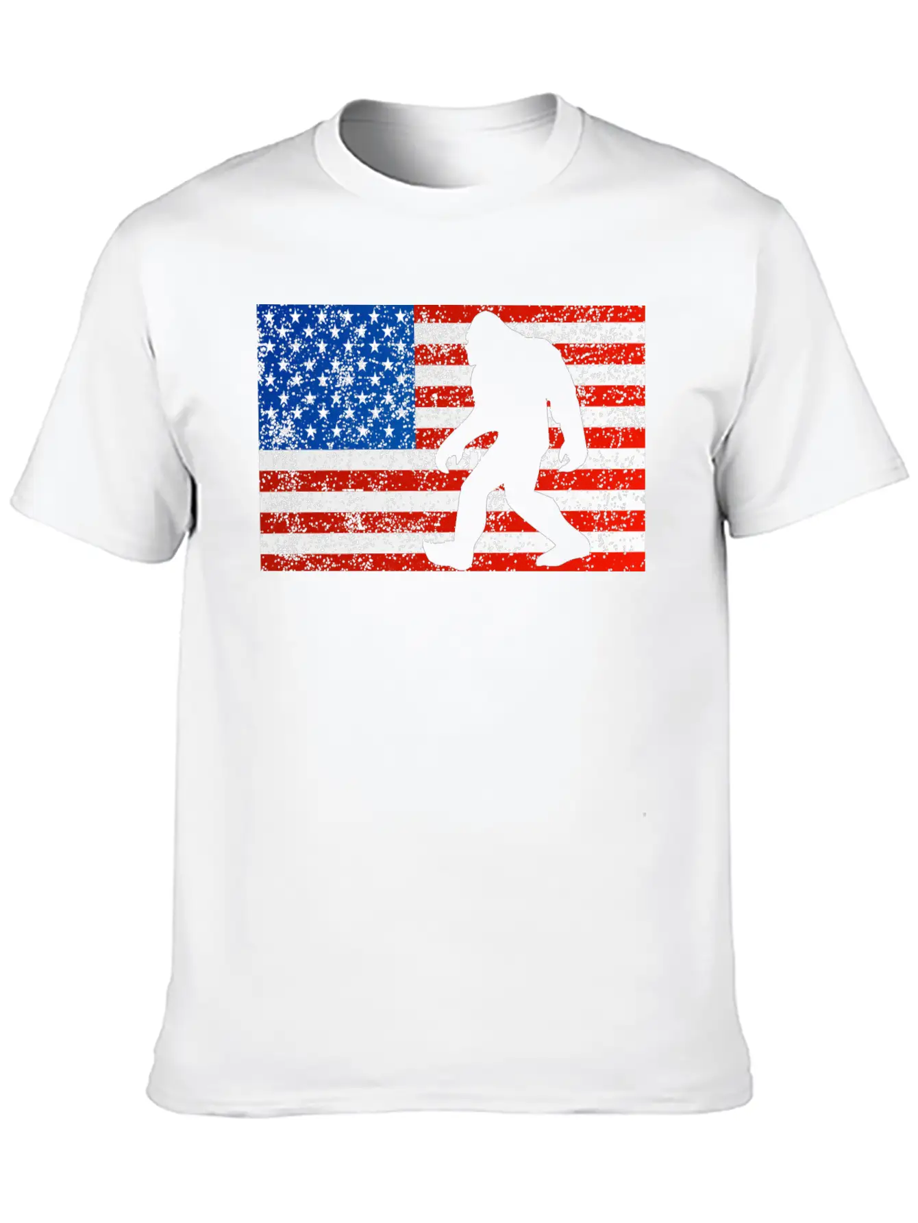 Bigfoot Sasquatch I Believe Retro American Flag 4t Stylish Everyday T-Shirt – Unisex Basic Cotton Tee