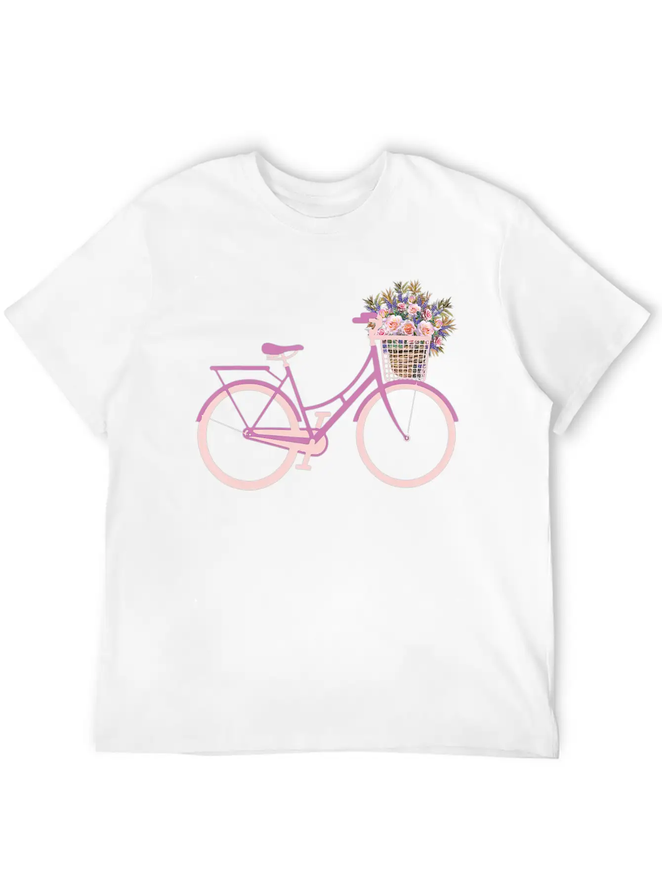 Bike Bicycle Flower Basket T Unisex Short Sleeve Soft Cotton T-Shirt – Casual Everyday Wear
