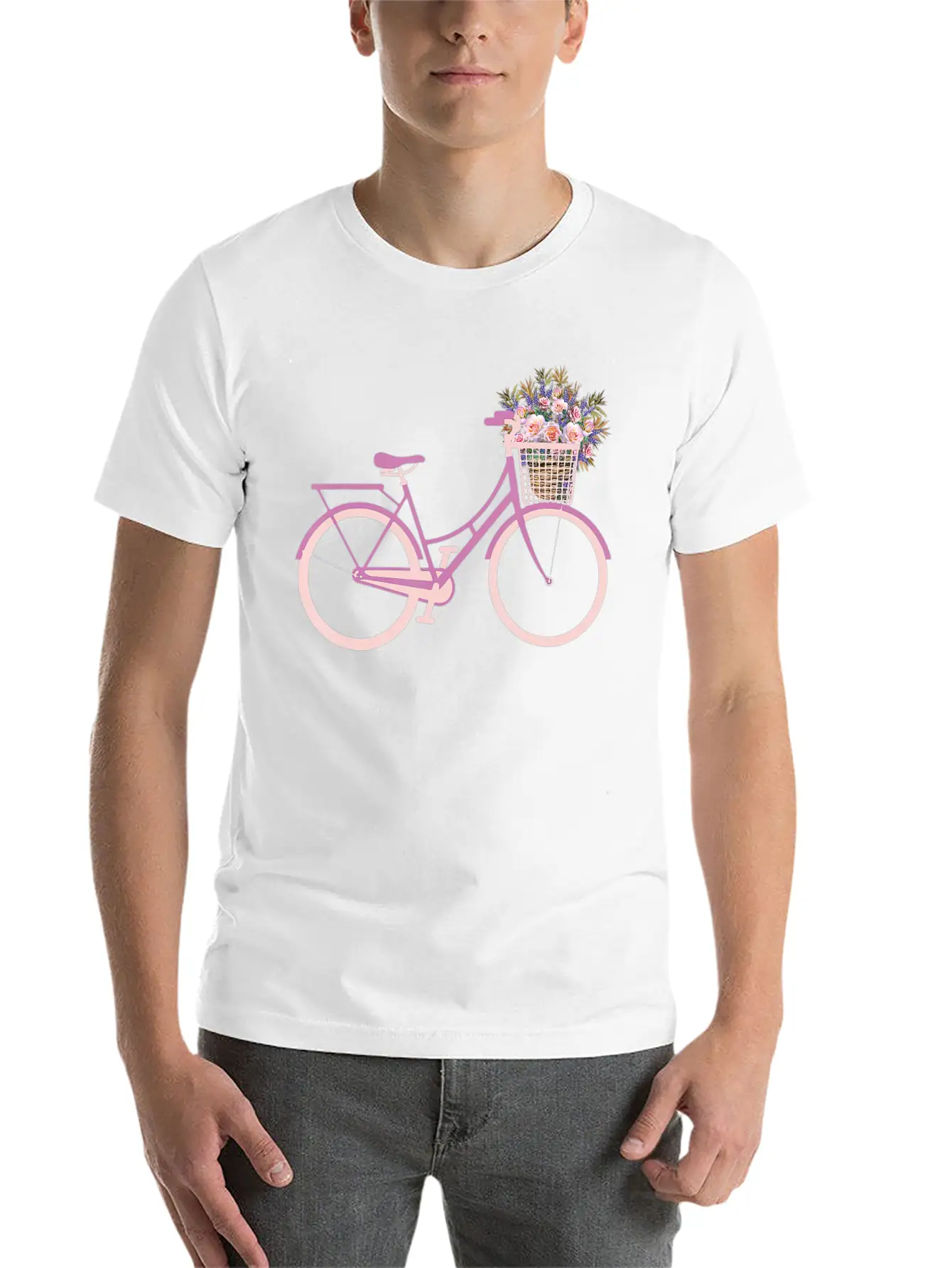 Bike Bicycle Flower Basket T Unisex Short Sleeve Soft Cotton T-Shirt – Casual Everyday Wear