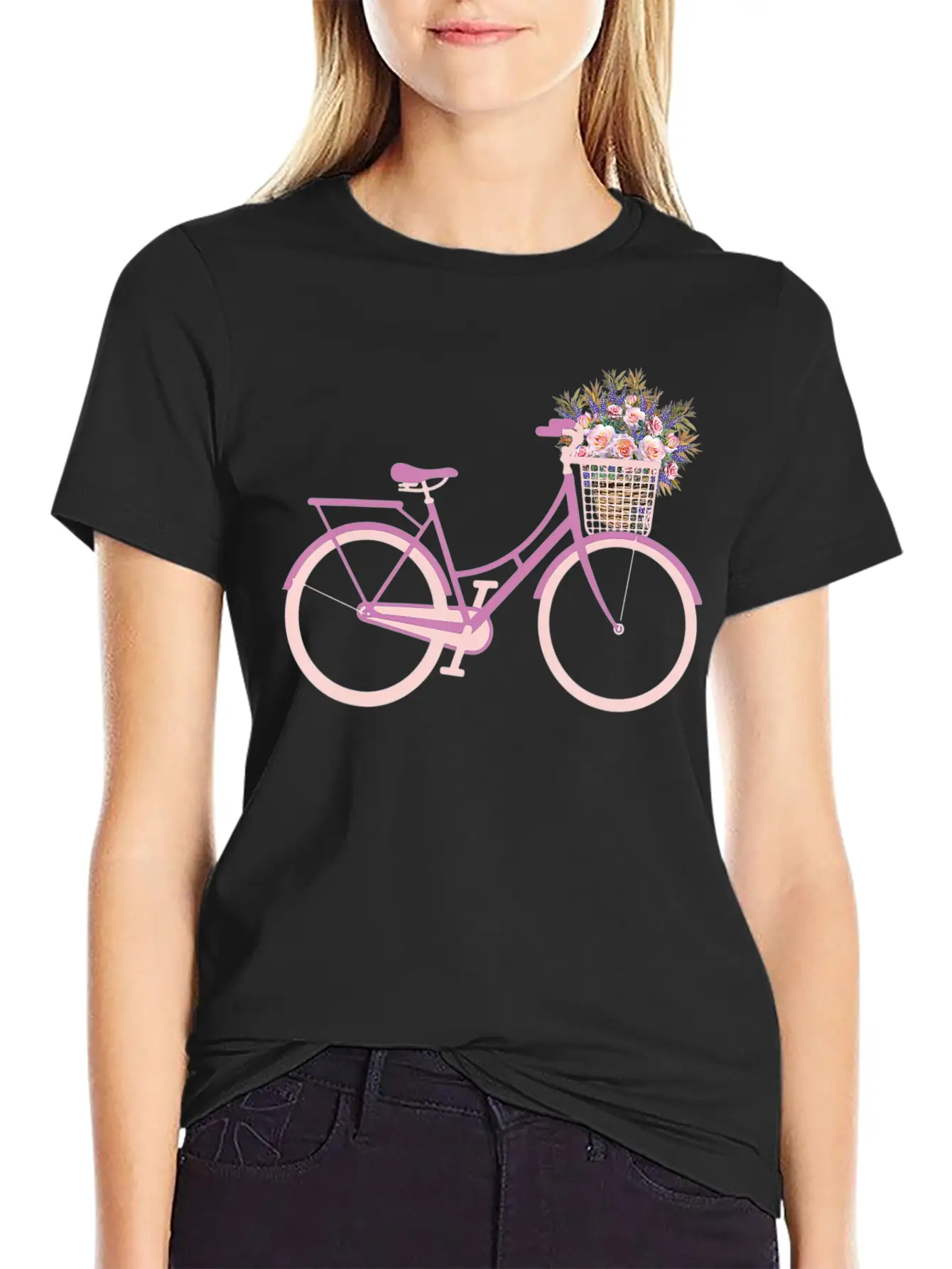 Bike Bicycle Flower Basket T Unisex Short Sleeve Soft Cotton T-Shirt – Casual Everyday Wear