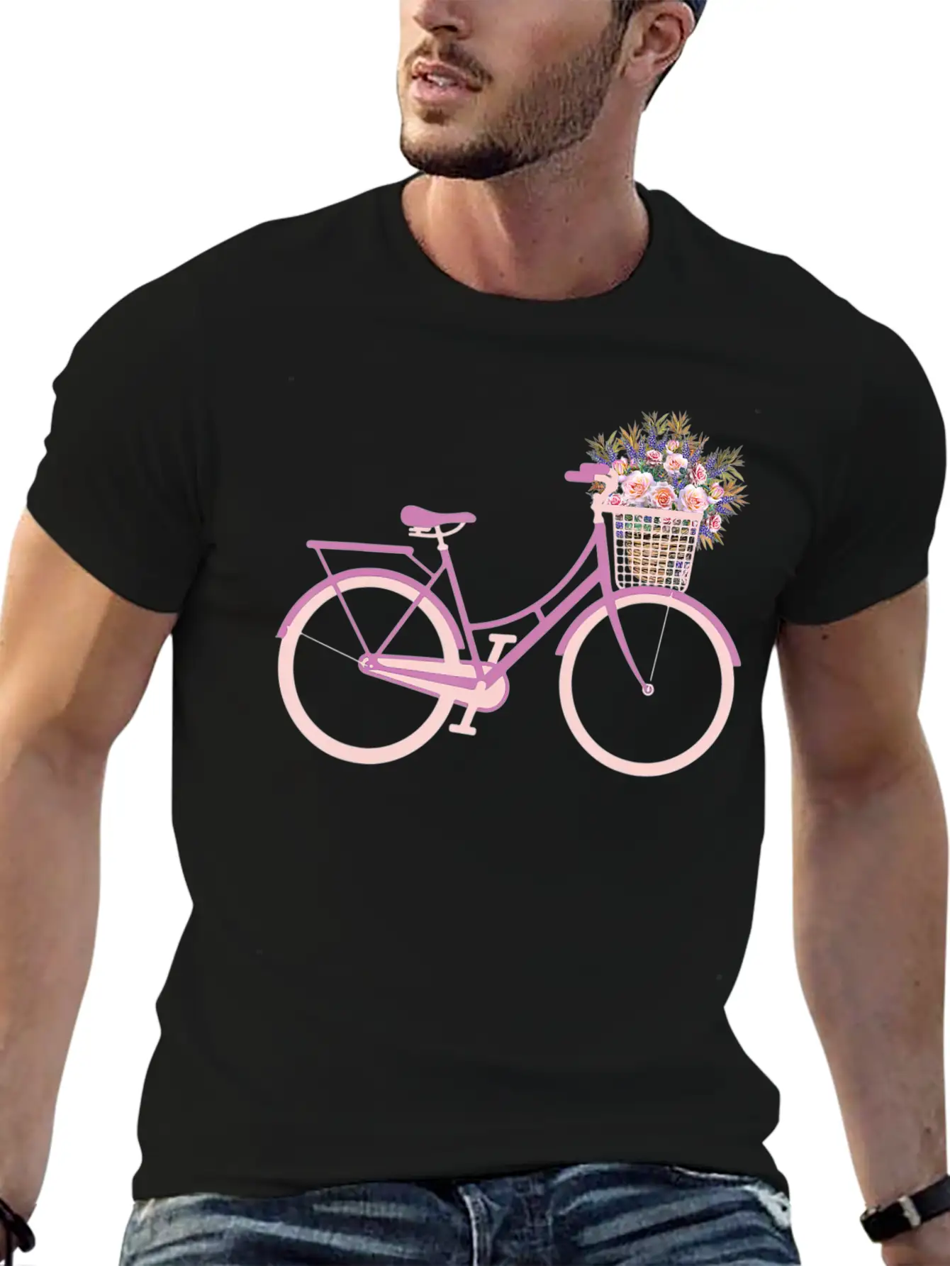 Bike Bicycle Flower Basket T Unisex Short Sleeve Soft Cotton T-Shirt – Casual Everyday Wear