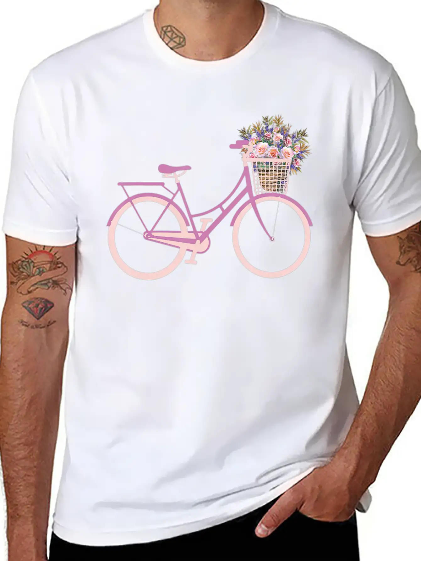 Bike Bicycle Flower Basket T Unisex Short Sleeve Soft Cotton T-Shirt – Casual Everyday Wear