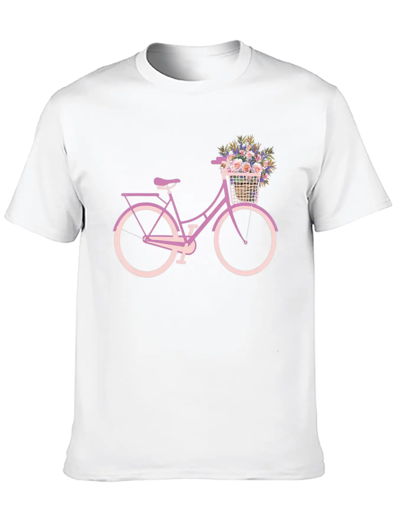 Bike Bicycle Flower Basket T Unisex Short Sleeve Soft Cotton T-Shirt – Casual Everyday Wear