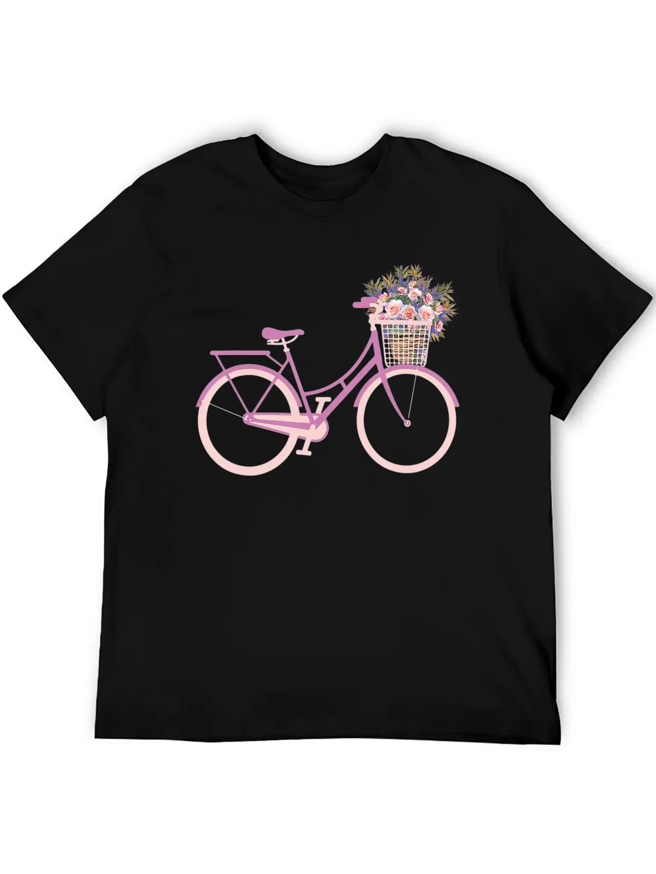 Bike Bicycle Flower Basket T Unisex Short Sleeve Soft Cotton T-Shirt – Casual Everyday Wear