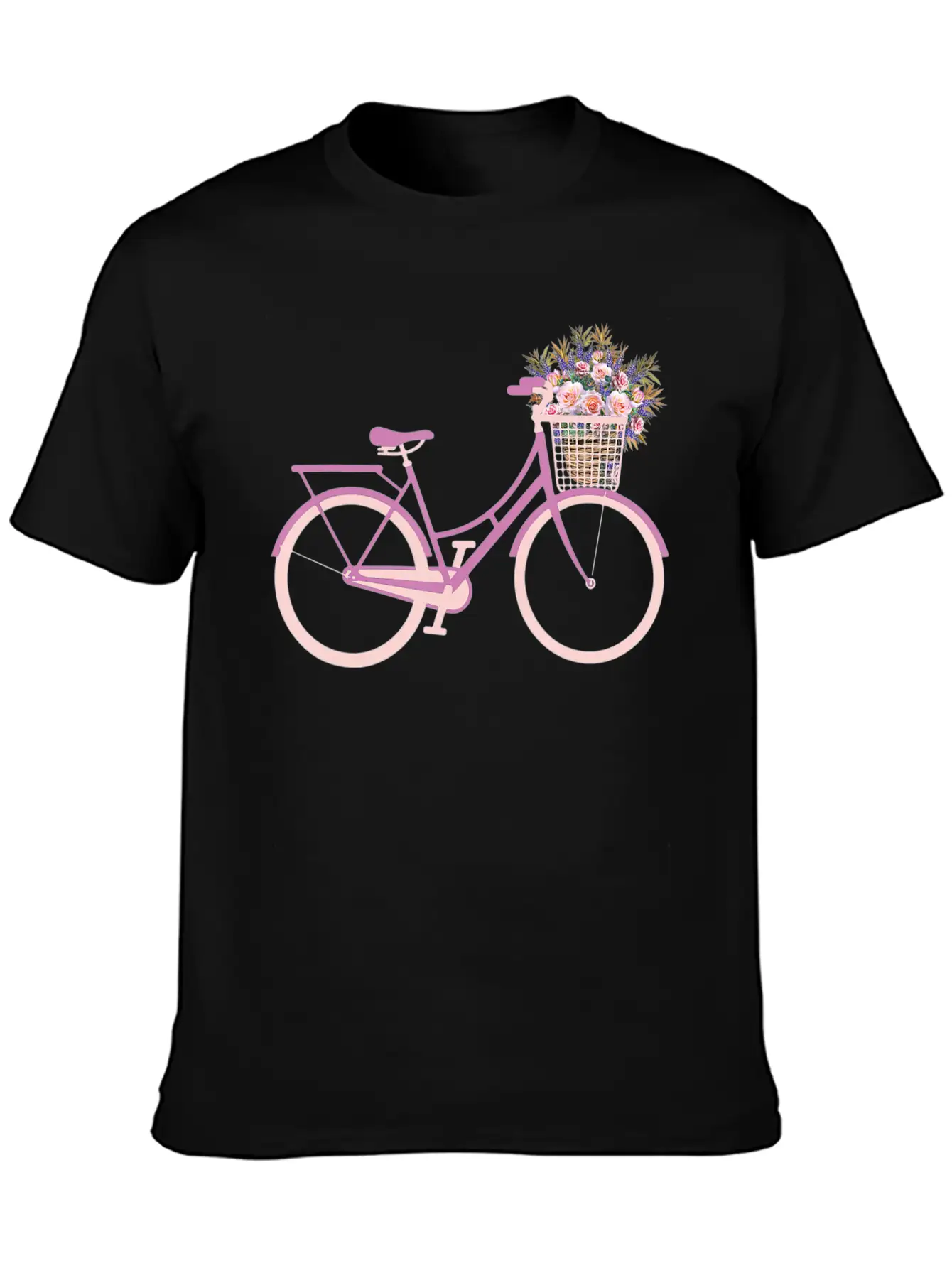 Bike Bicycle Flower Basket T Unisex Short Sleeve Soft Cotton T-Shirt – Casual Everyday Wear