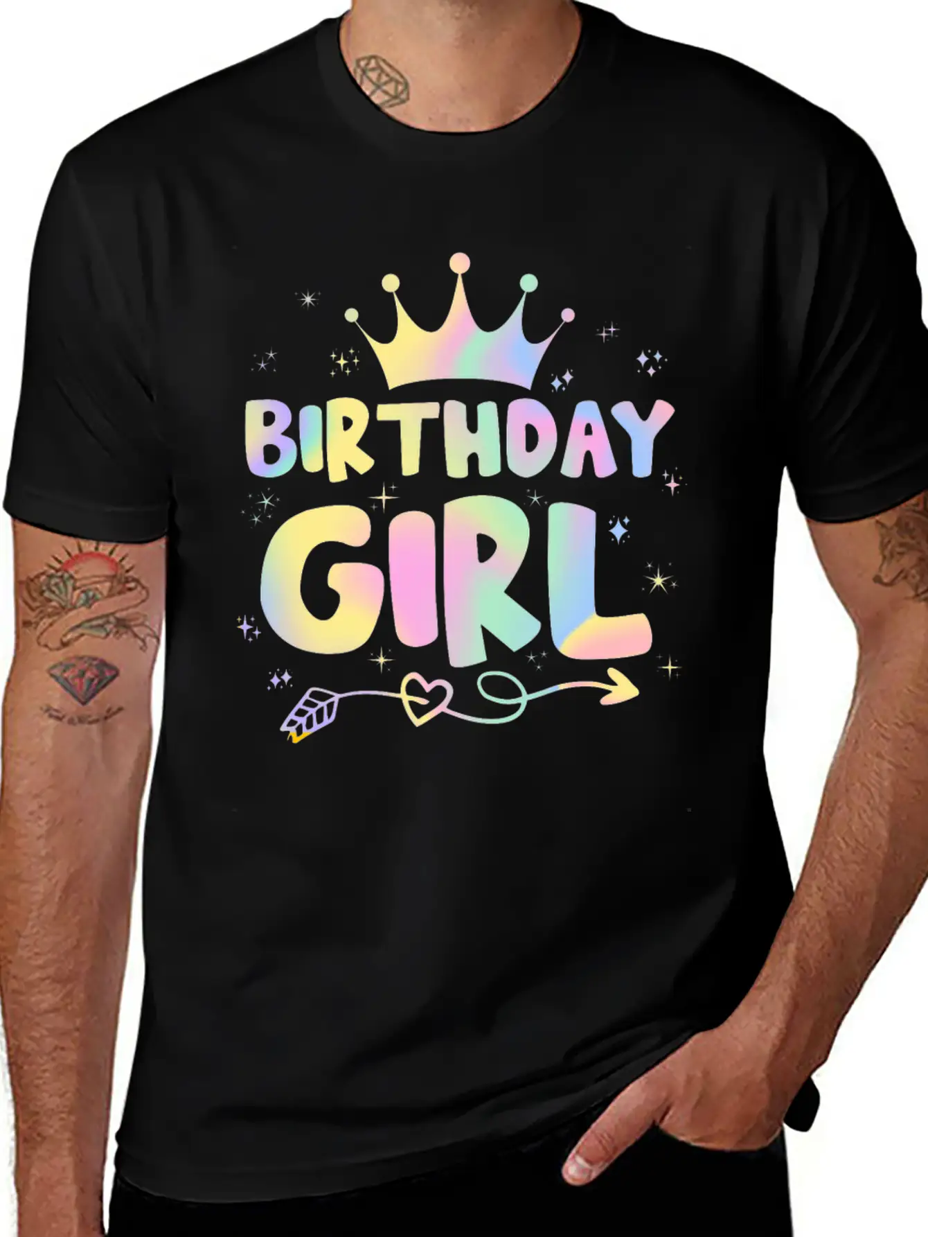 Birthday Girl Colorful Pastel Unisex Short Sleeve Soft Cotton T-Shirt – Casual Everyday Wear