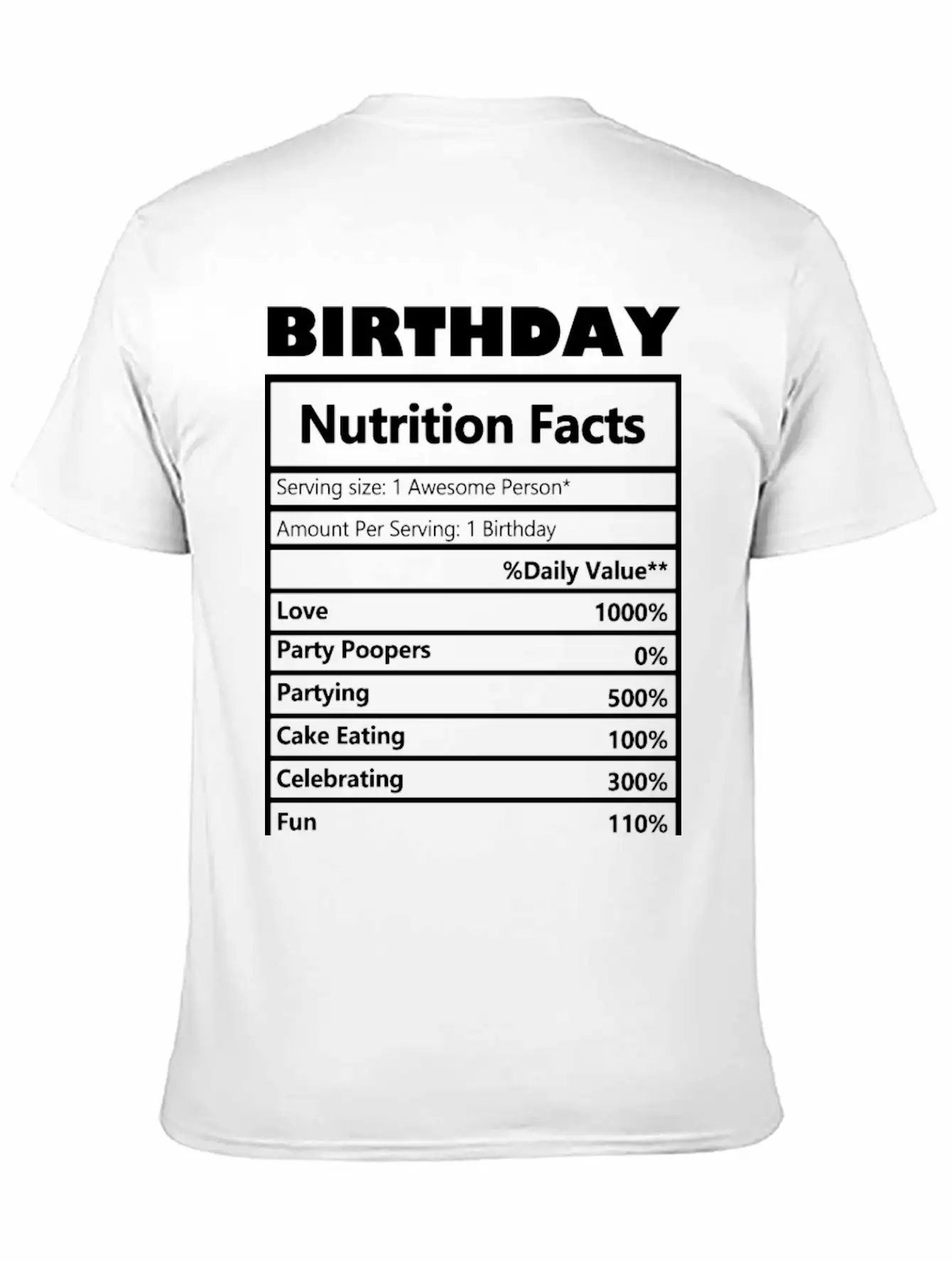 Birthday Nutrition _png. Comfortable Minimalist Graphic Tee – Summer Style Essential