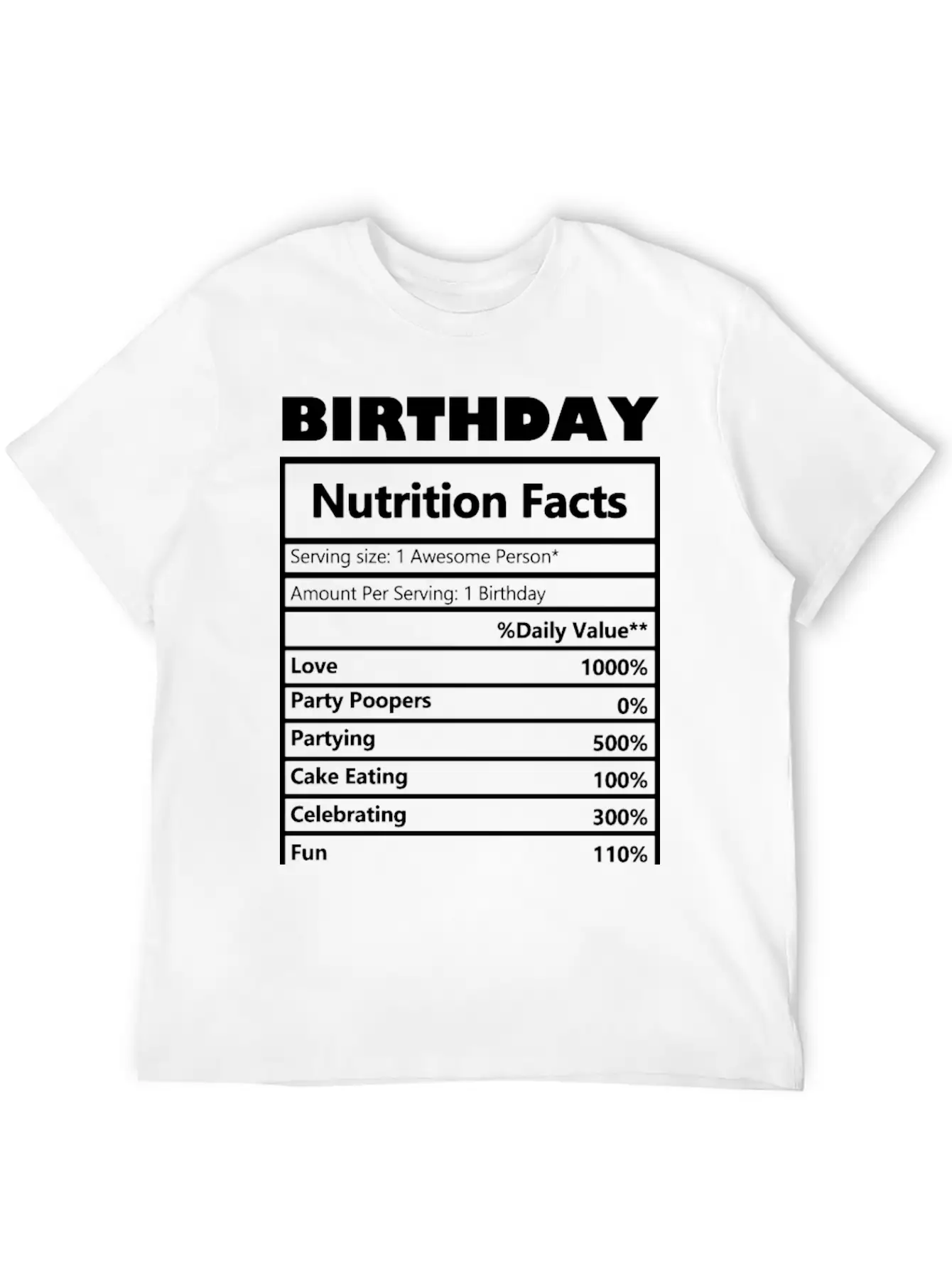 Birthday Nutrition _png. Comfortable Minimalist Graphic Tee – Summer Style Essential