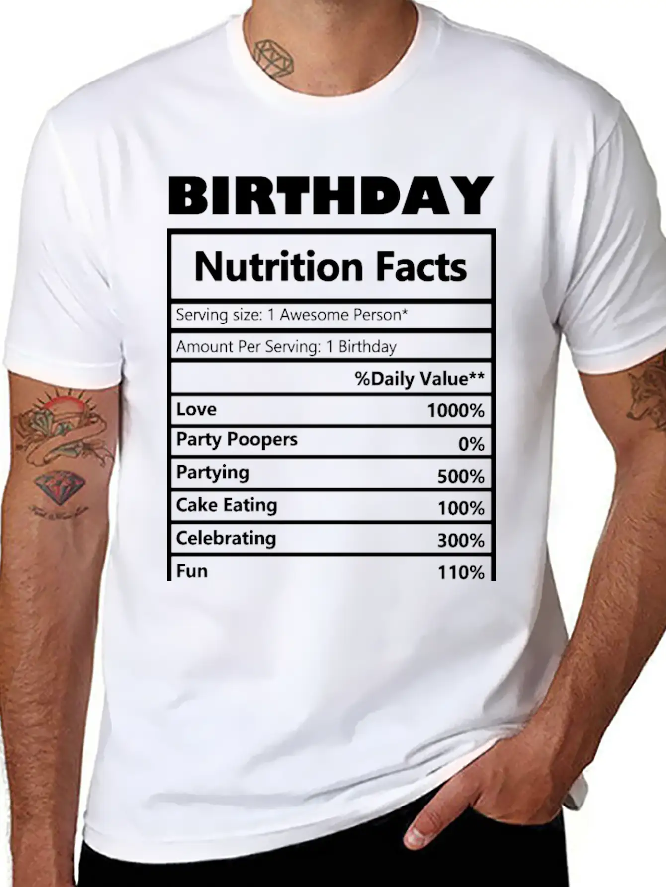 Birthday Nutrition _png. Comfortable Minimalist Graphic Tee – Summer Style Essential